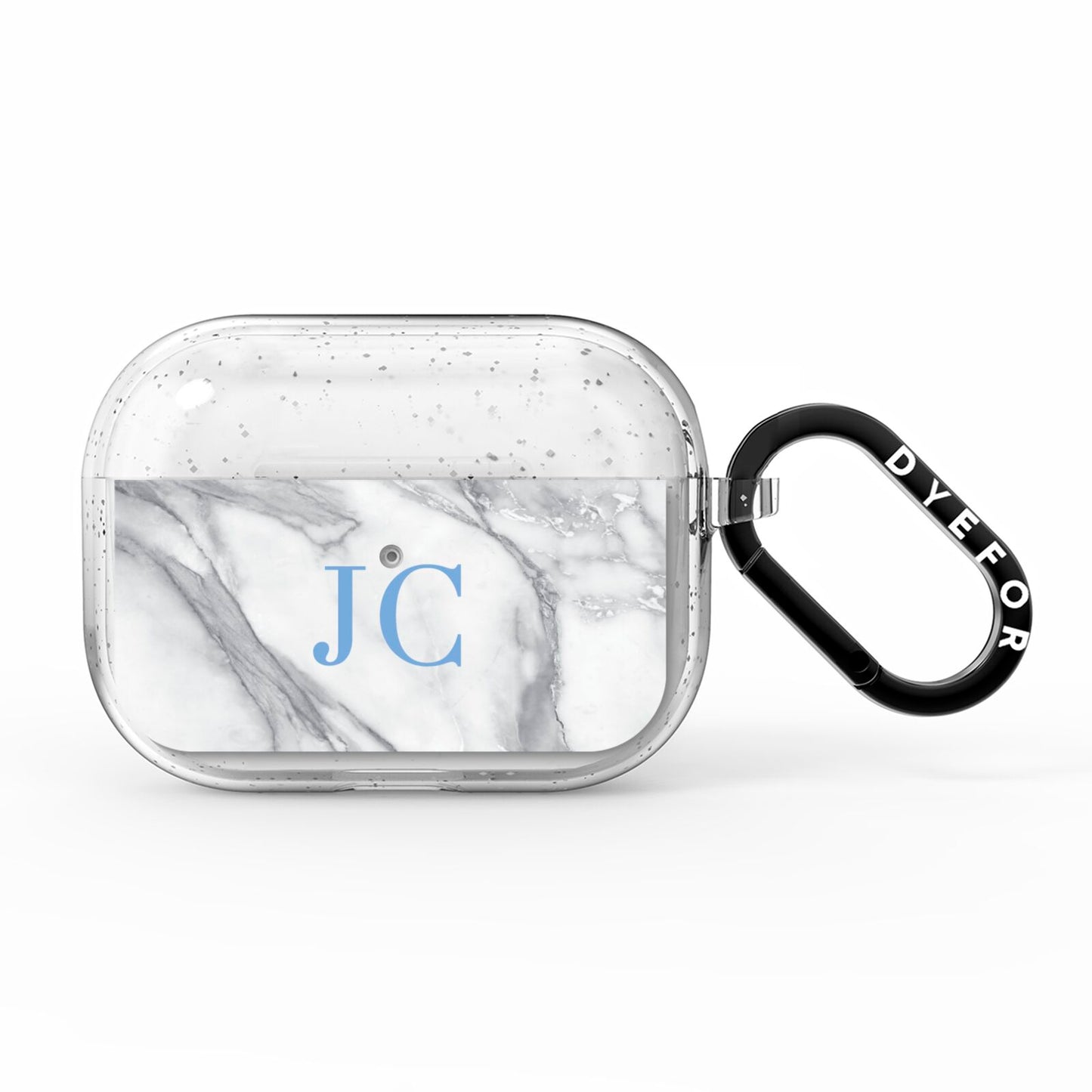 Grey Marble Blue Initials AirPods Pro Glitter Case