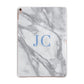 Grey Marble Blue Initials Apple iPad Rose Gold Case