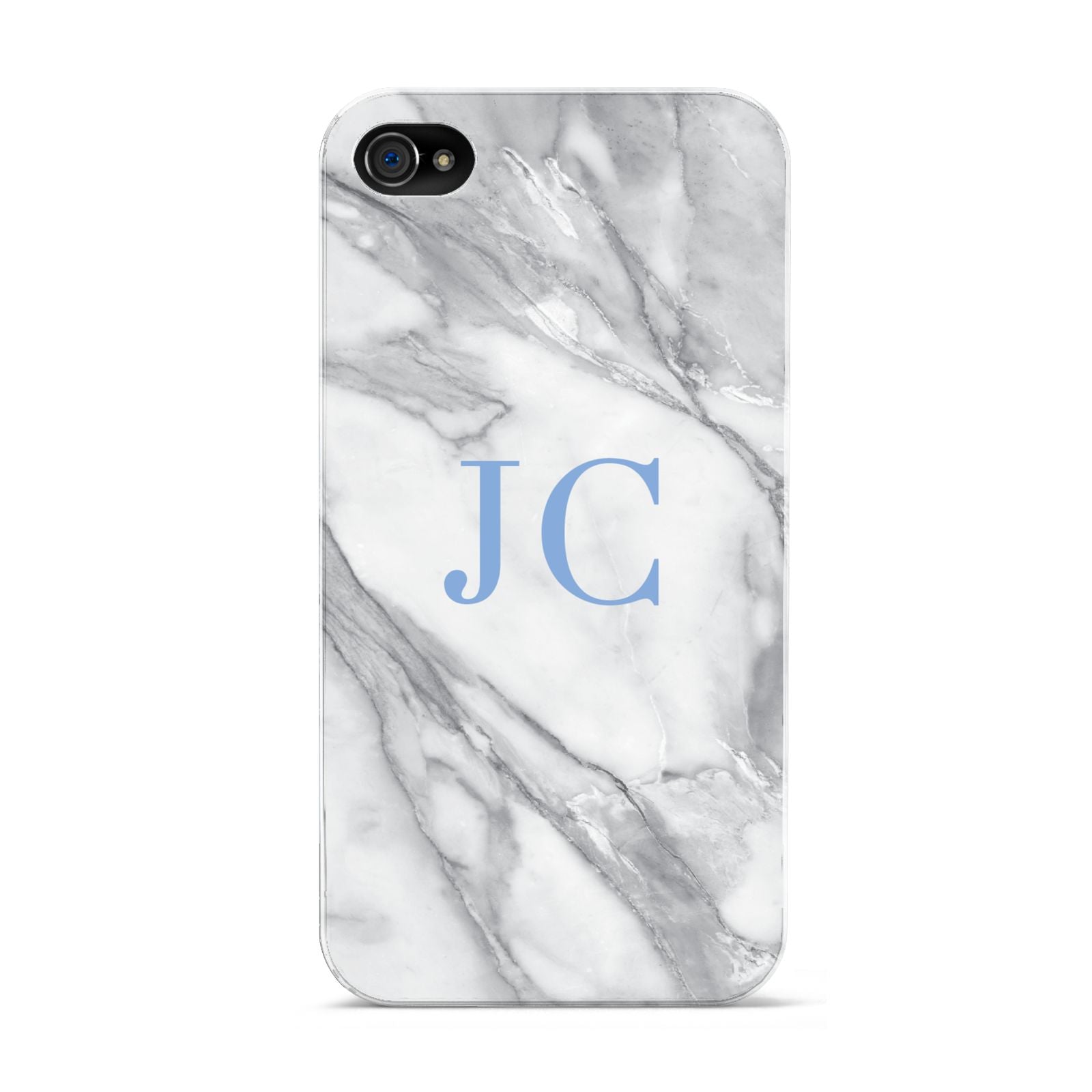 Grey Marble Blue Initials Apple iPhone 4s Case