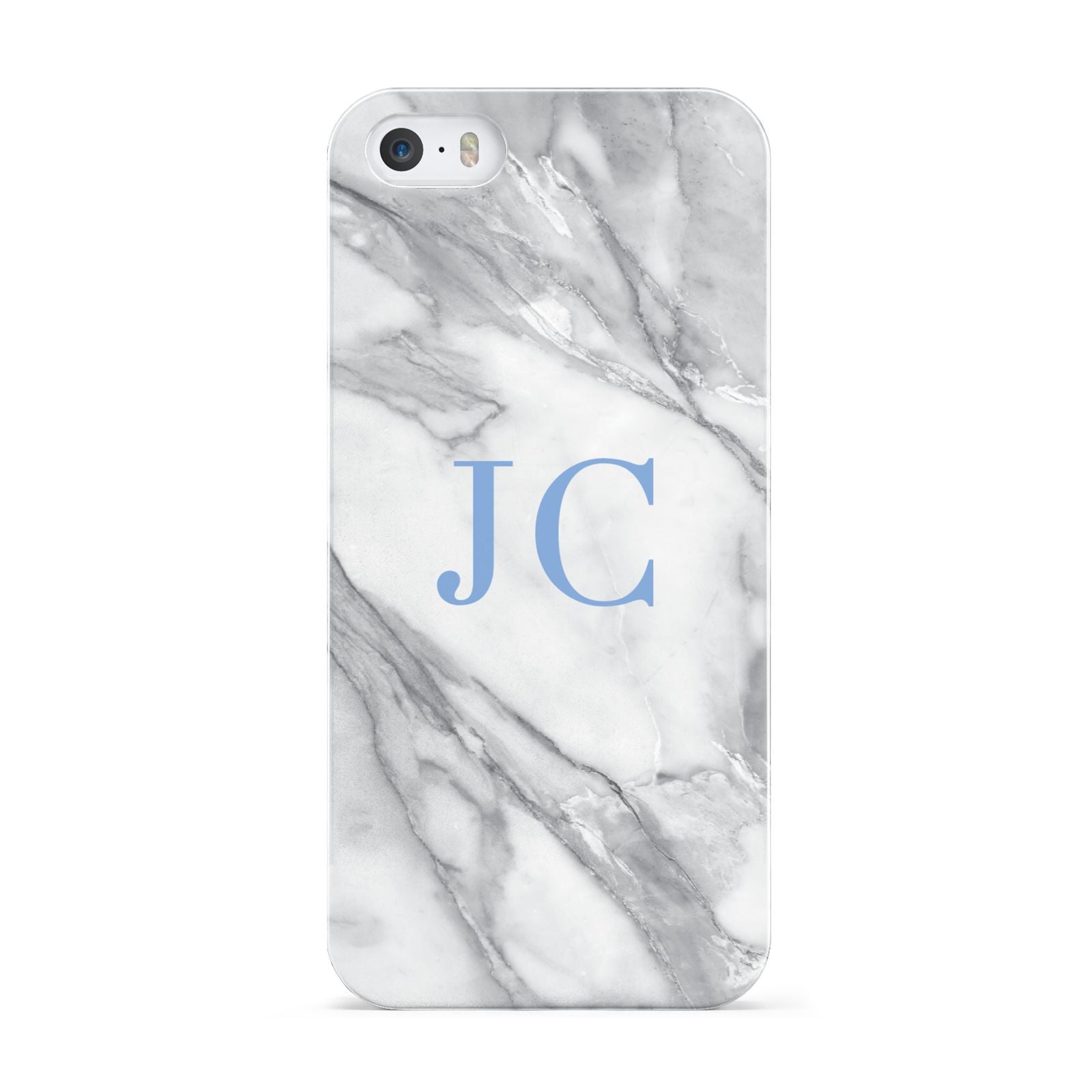 Grey Marble Blue Initials Apple iPhone 5 Case