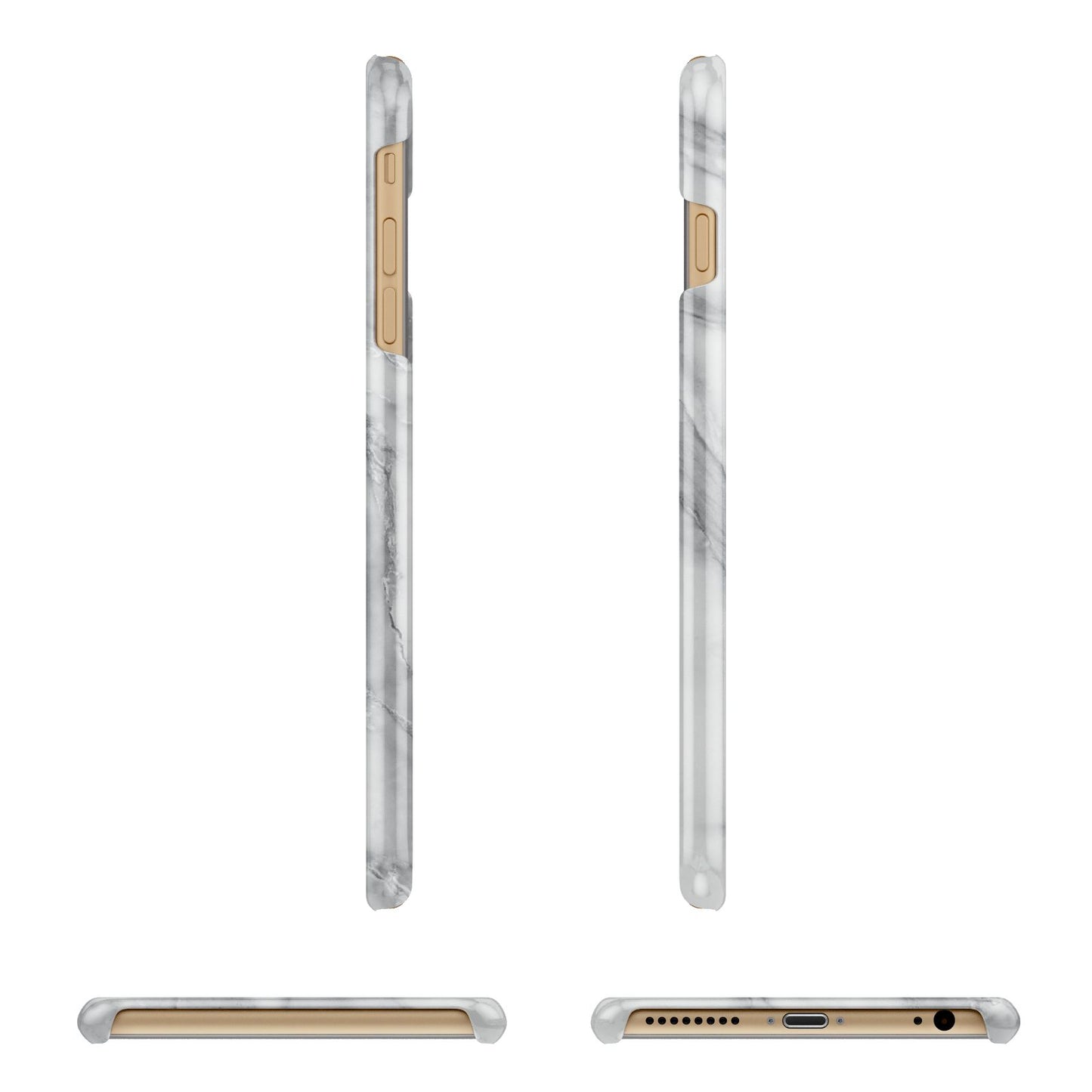 Grey Marble Blue Initials Apple iPhone 6 Plus 3D Wrap Snap Case Angled Images