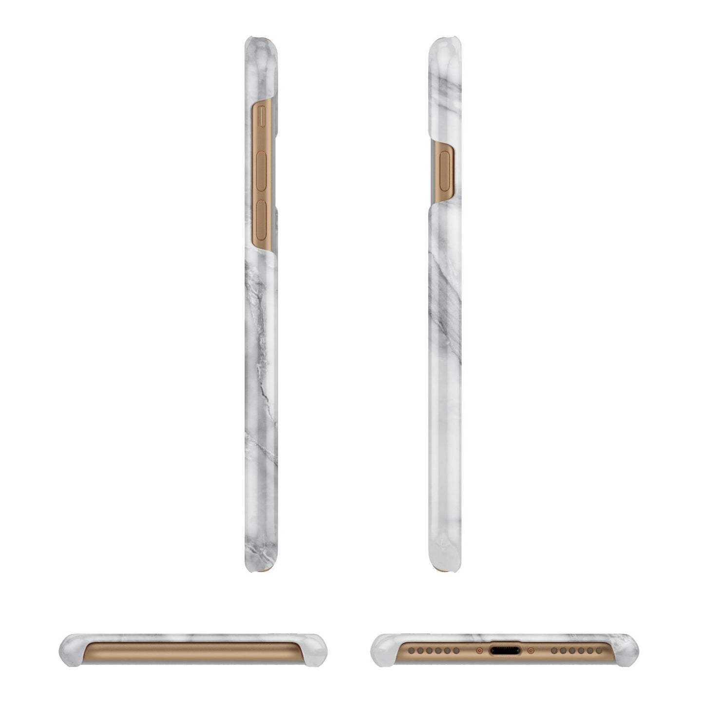 Grey Marble Blue Initials Apple iPhone 7 8 3D Wrap Snap Case Angled Images