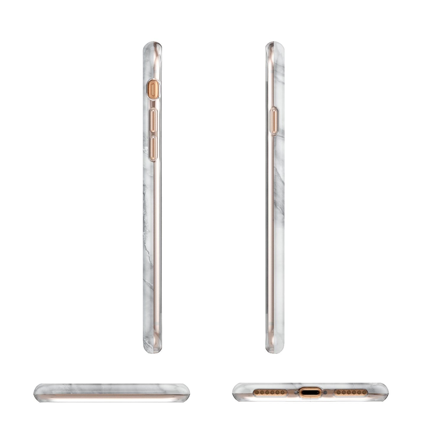 Grey Marble Blue Initials Apple iPhone 7 8 3D Wrap Tough Case Alternative Image Angles