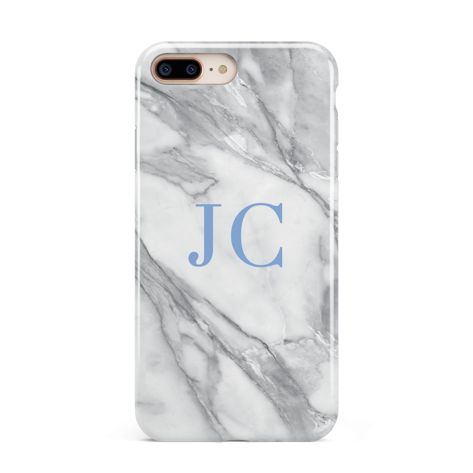 Grey Marble Blue Initials Apple iPhone 7 8 Plus 3D Tough Case