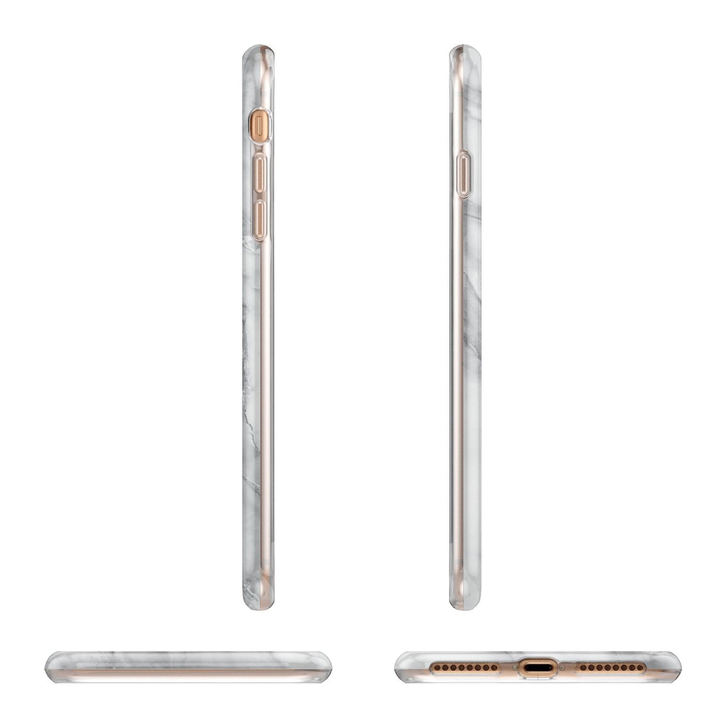 Grey Marble Blue Initials Apple iPhone 7 8 Plus 3D Wrap Tough Case Alternative Image Angles