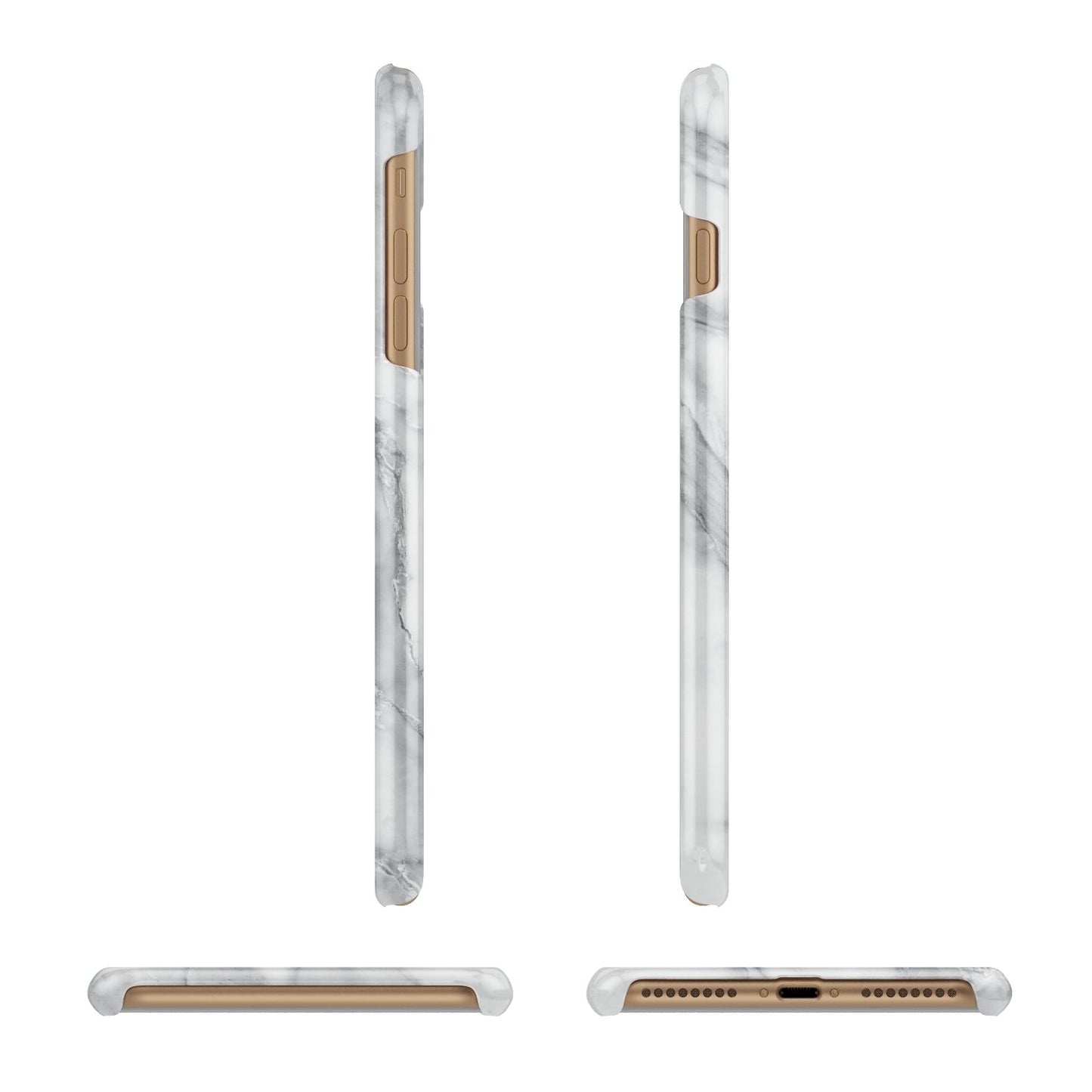 Grey Marble Blue Initials Apple iPhone 7 Plus 3D Wrap Snap Case Angled Images