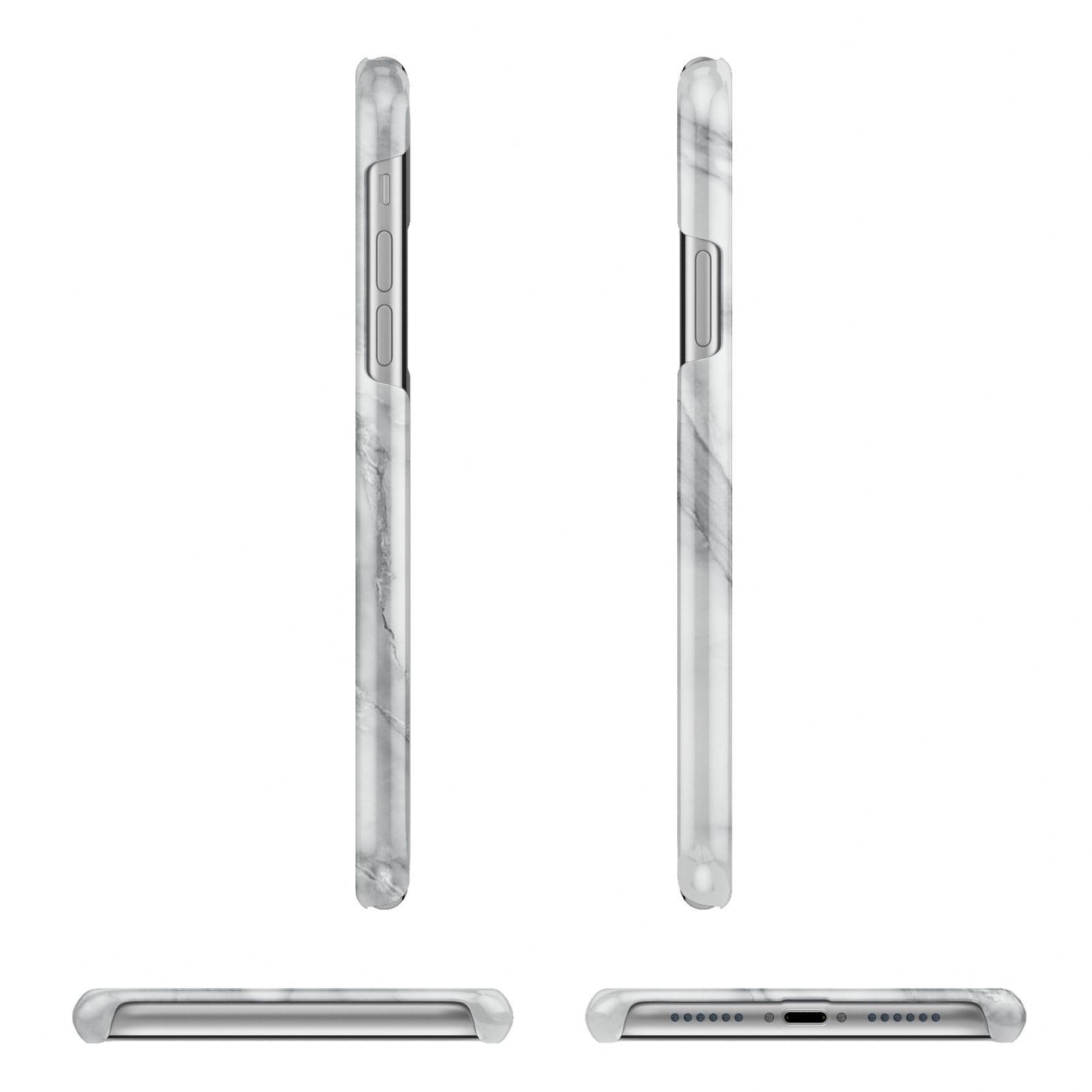 Grey Marble Blue Initials Apple iPhone XR 3D Wrap Snap Case Angled Images on White Phone