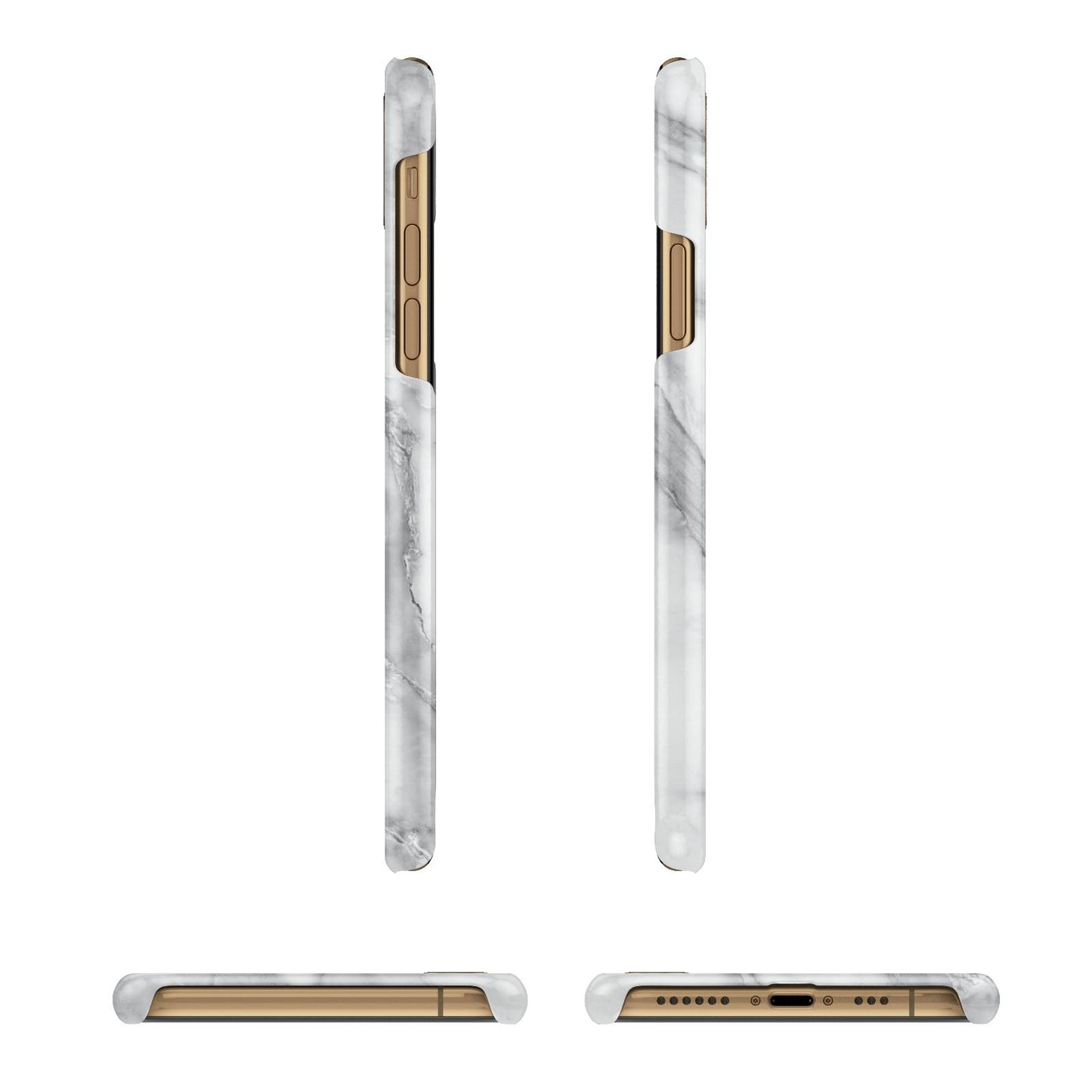 Grey Marble Blue Initials Apple iPhone Xs 3D Wrap Snap Case Angled Images