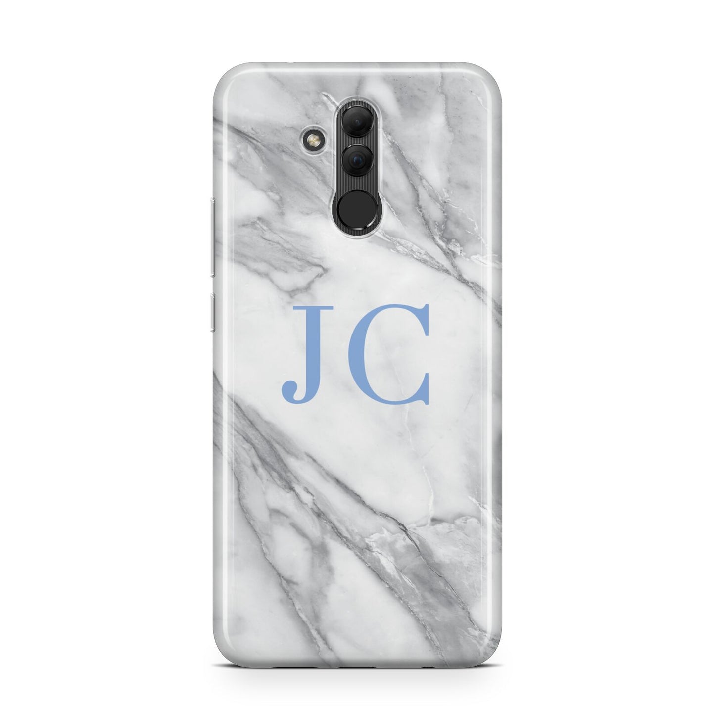 Grey Marble Blue Initials Huawei Mate 20 Lite