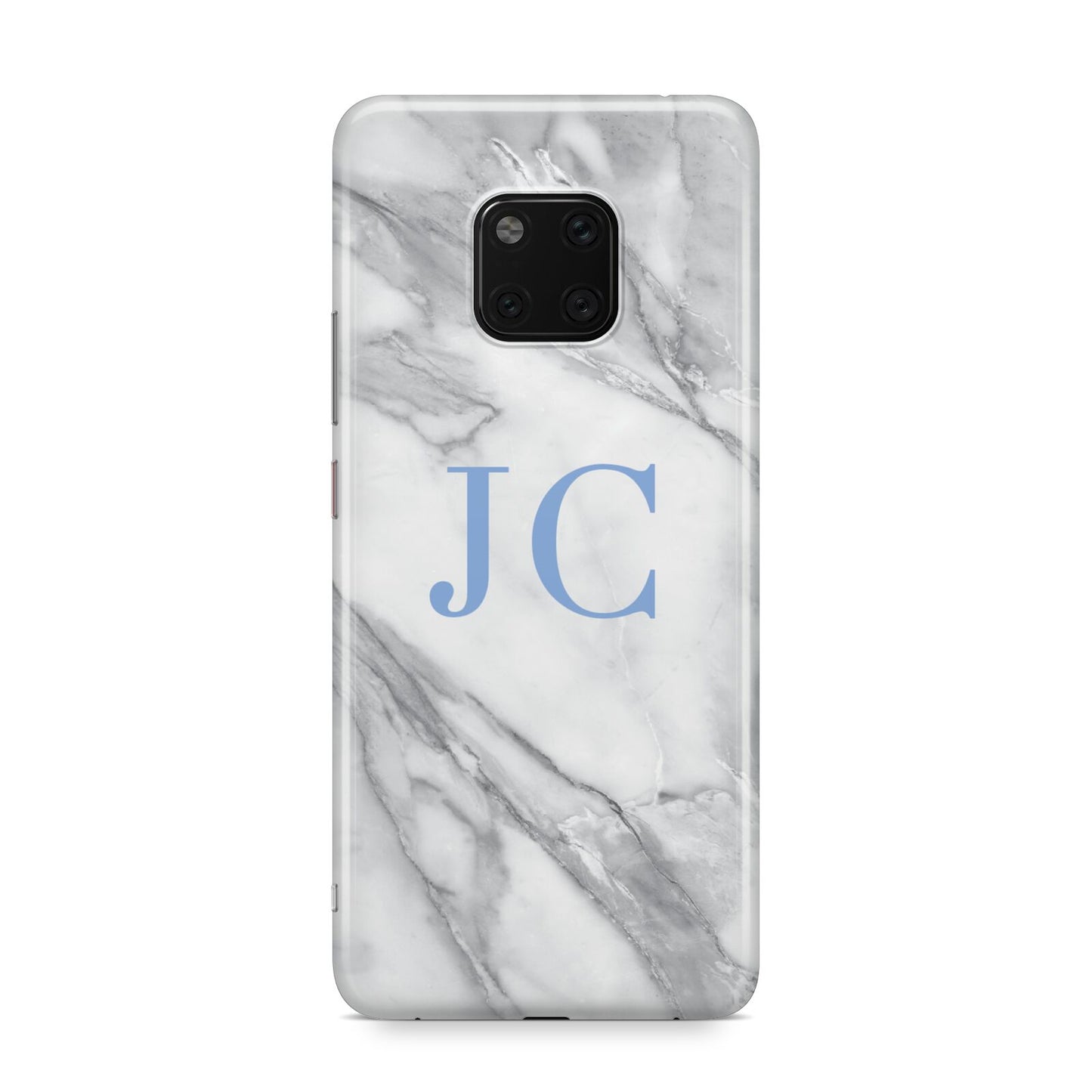 Grey Marble Blue Initials Huawei Mate 20 Pro Phone Case