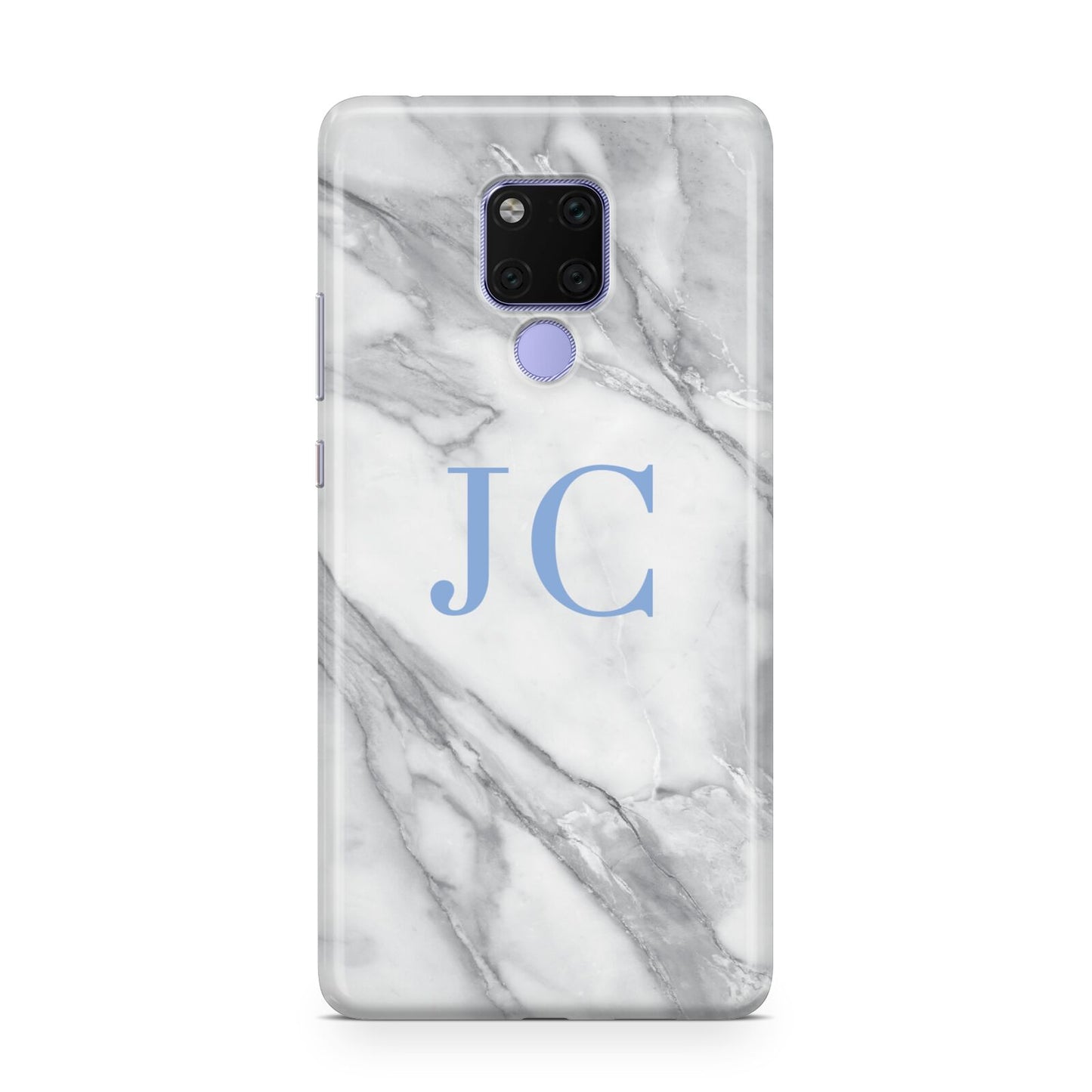 Grey Marble Blue Initials Huawei Mate 20X Phone Case