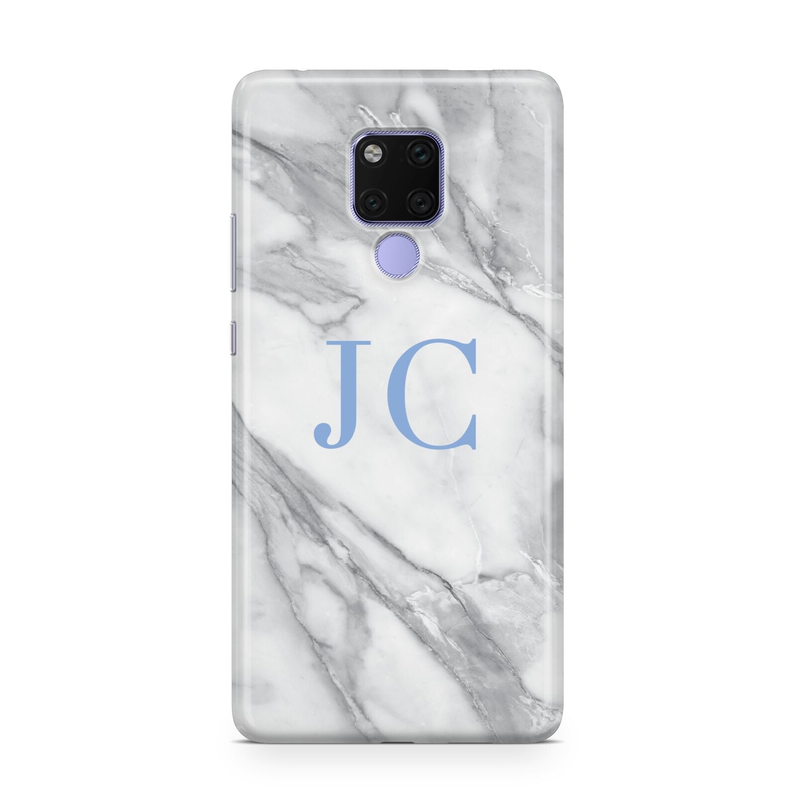 Grey Marble Blue Initials Huawei Mate 20X Phone Case