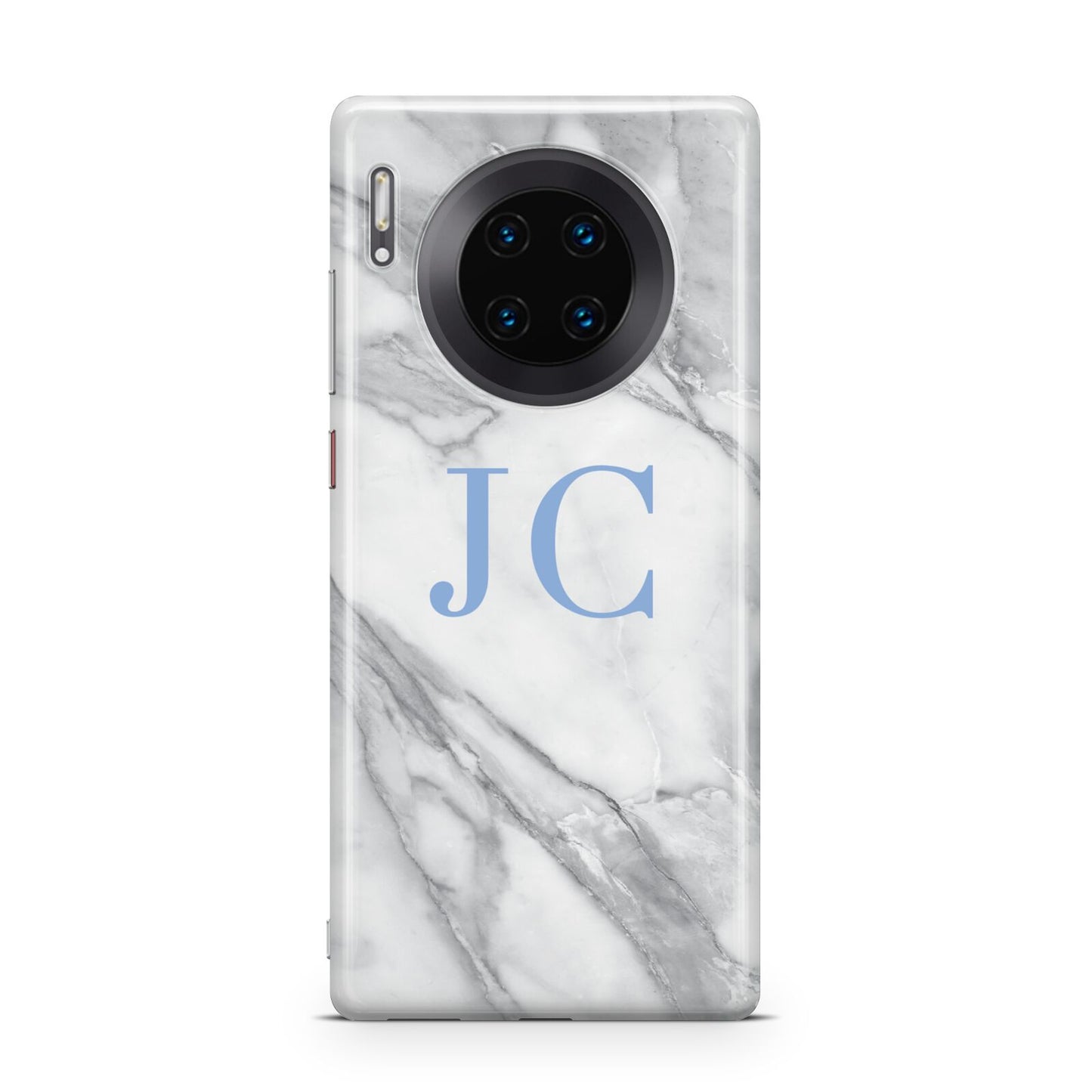 Grey Marble Blue Initials Huawei Mate 30 Pro Phone Case