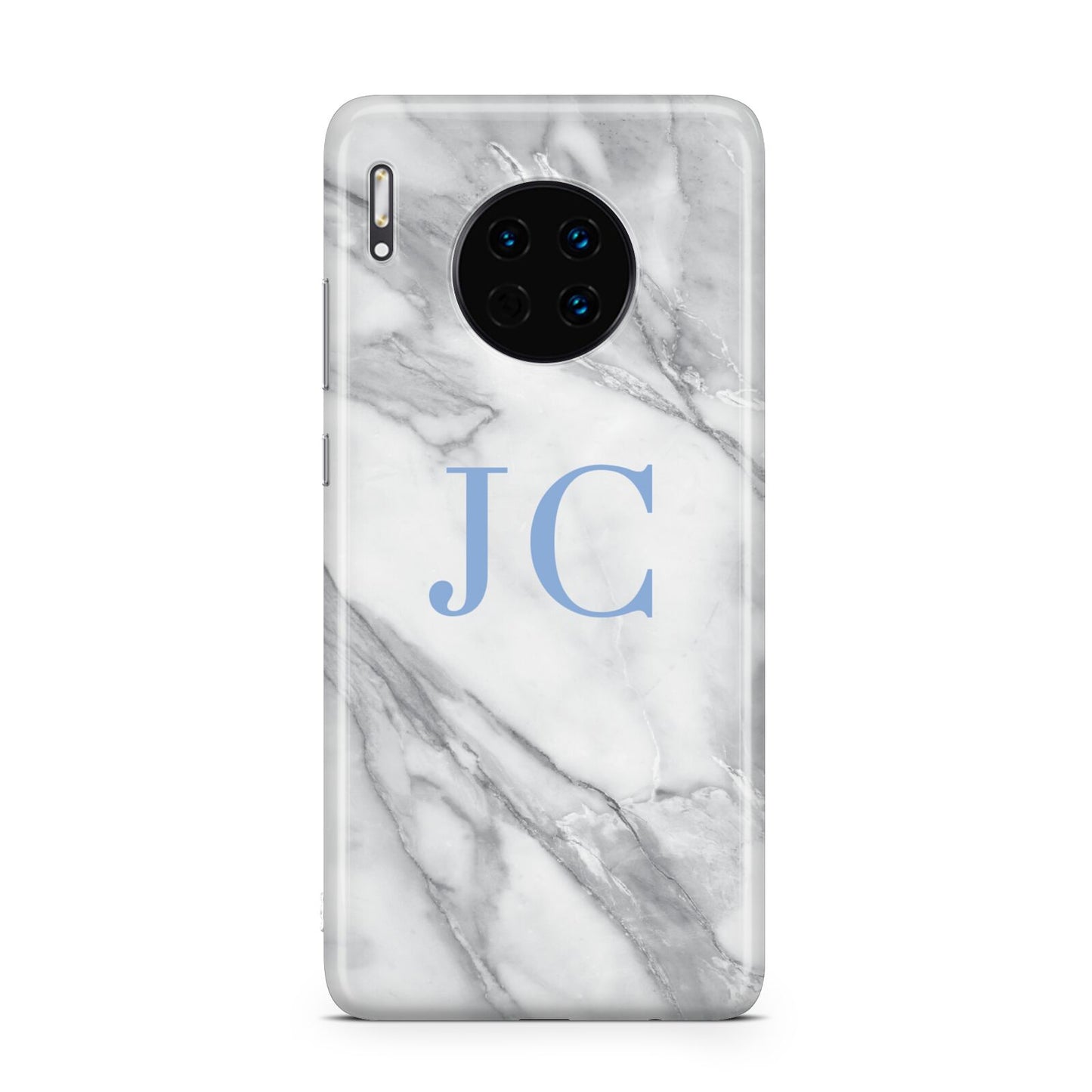 Grey Marble Blue Initials Huawei Mate 30