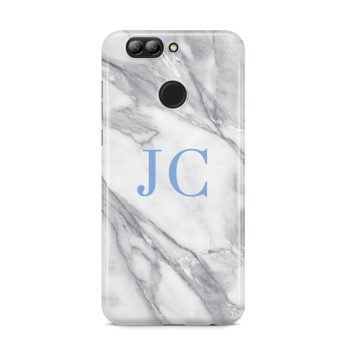 Grey Marble Blue Initials Huawei Nova 2s Phone Case