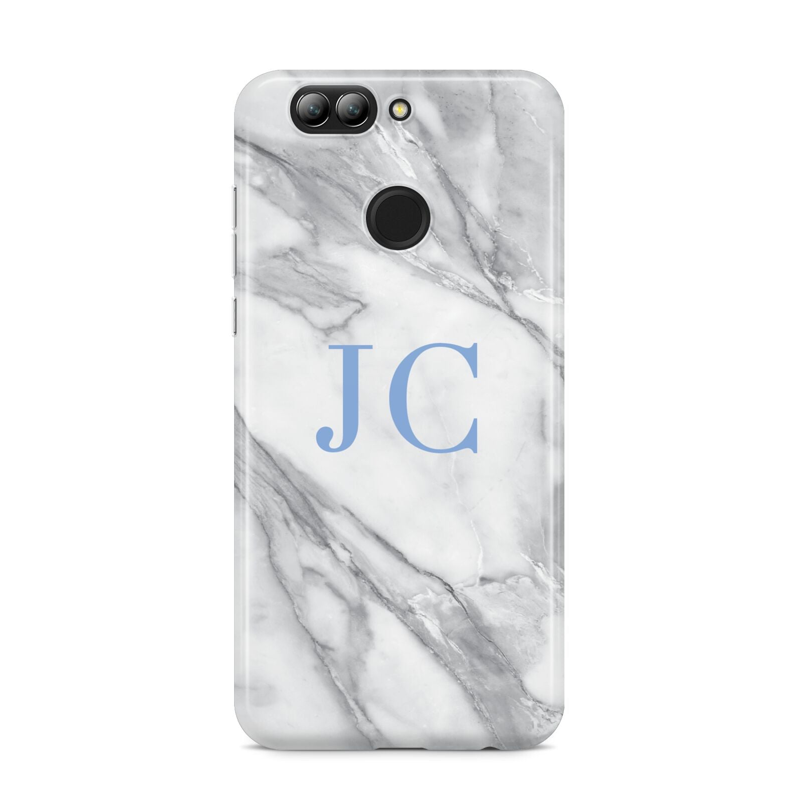 Grey Marble Blue Initials Huawei Nova 2s Phone Case