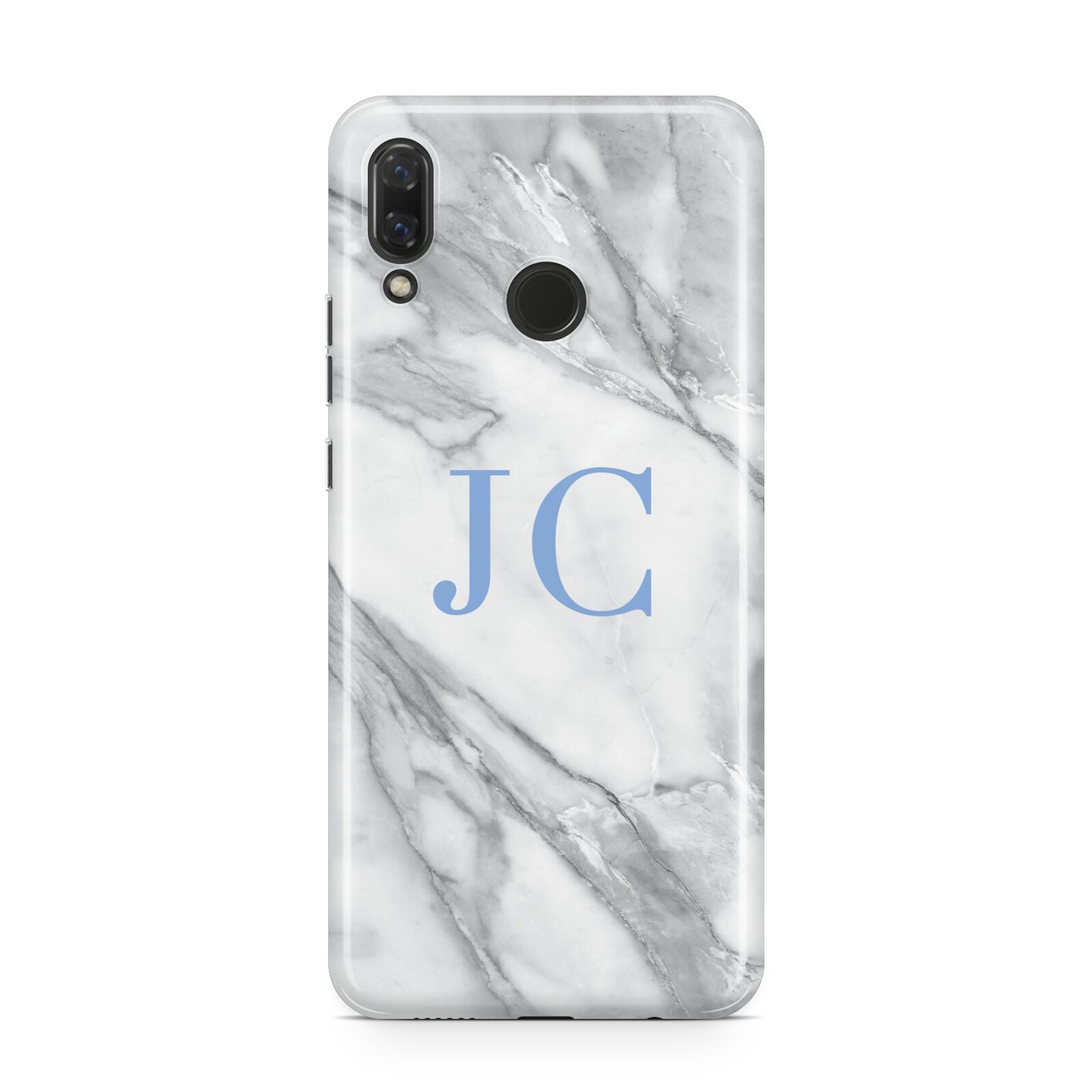 Grey Marble Blue Initials Huawei Nova 3 Phone Case