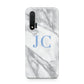 Grey Marble Blue Initials Huawei Nova 6 Phone Case
