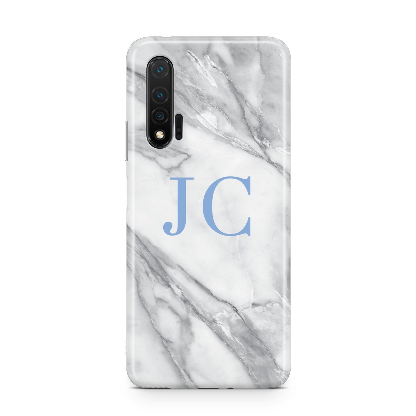 Grey Marble Blue Initials Huawei Nova 6 Phone Case