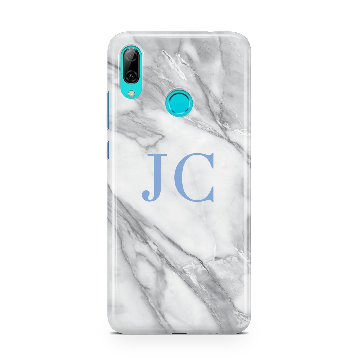 Grey Marble Blue Initials Huawei P Smart 2019 Case