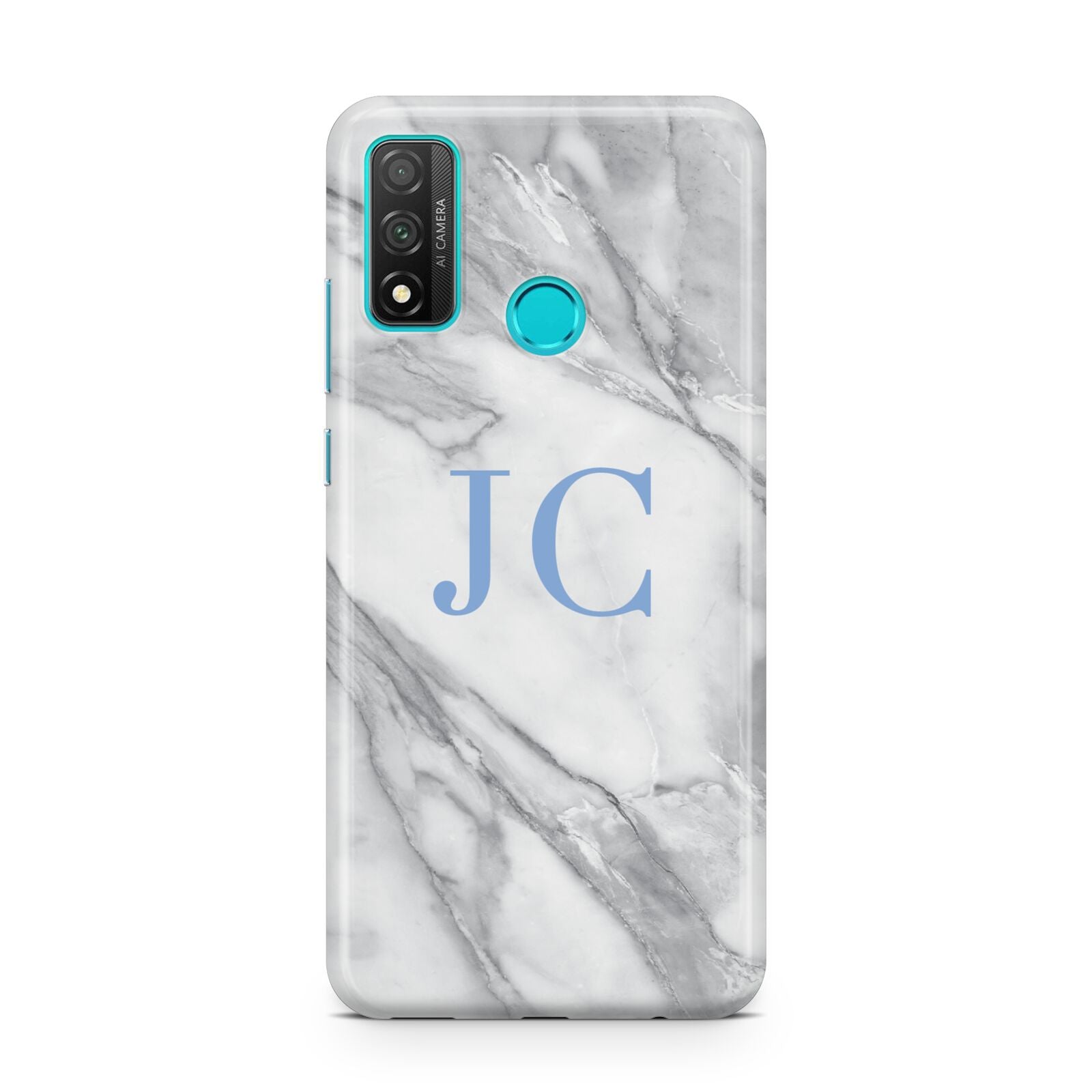 Grey Marble Blue Initials Huawei P Smart 2020
