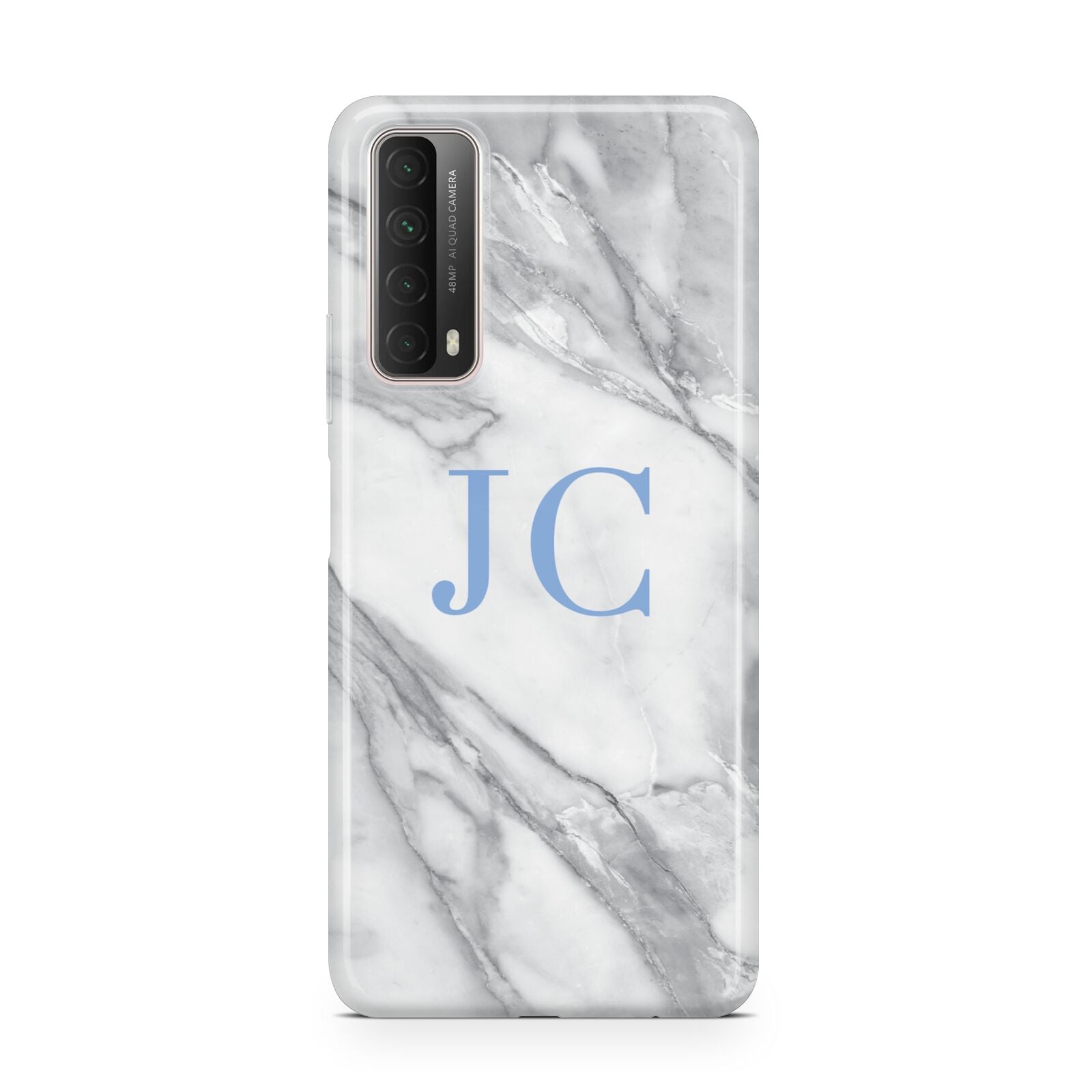 Grey Marble Blue Initials Huawei P Smart 2021