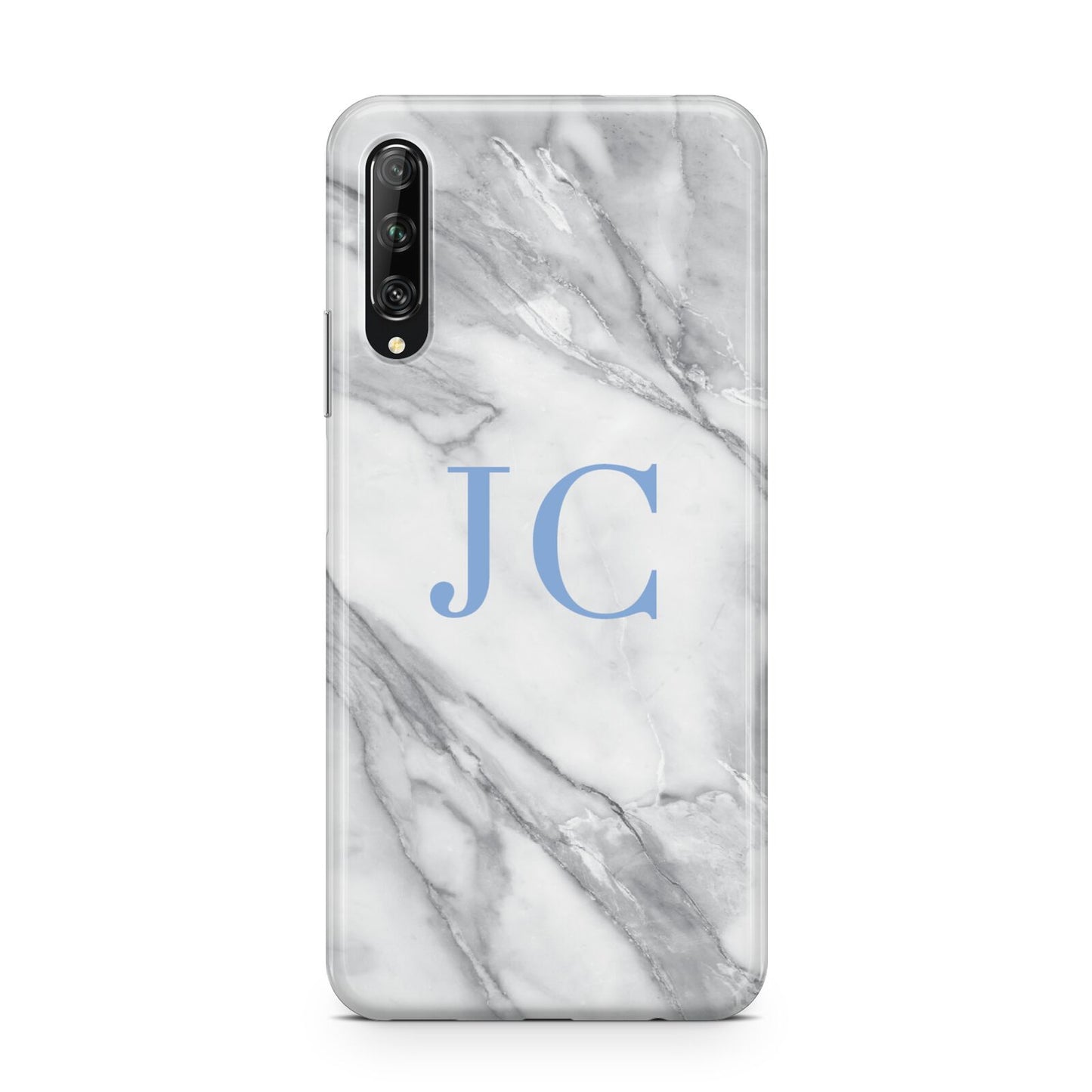 Grey Marble Blue Initials Huawei P Smart Pro 2019