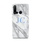 Grey Marble Blue Initials Huawei P20 Lite 5G Phone Case