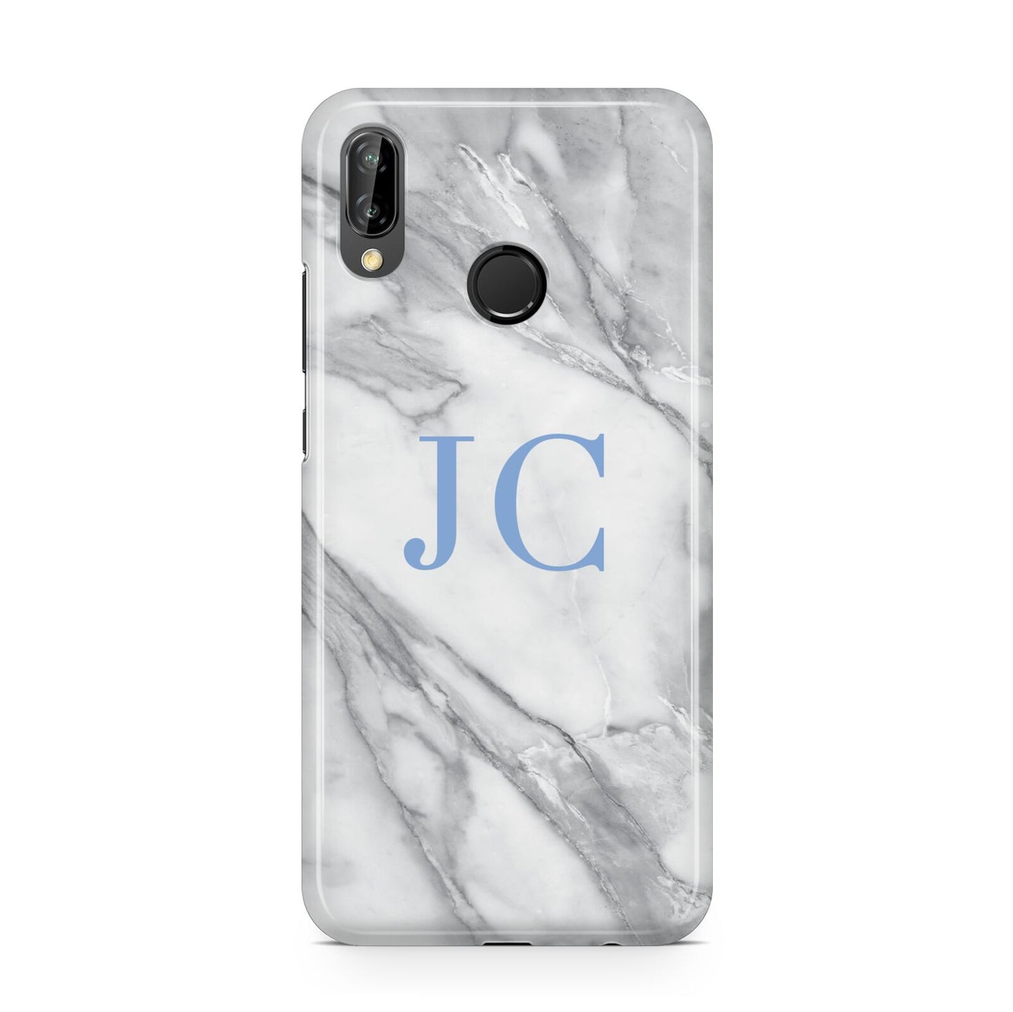 Grey Marble Blue Initials Huawei P20 Lite Phone Case