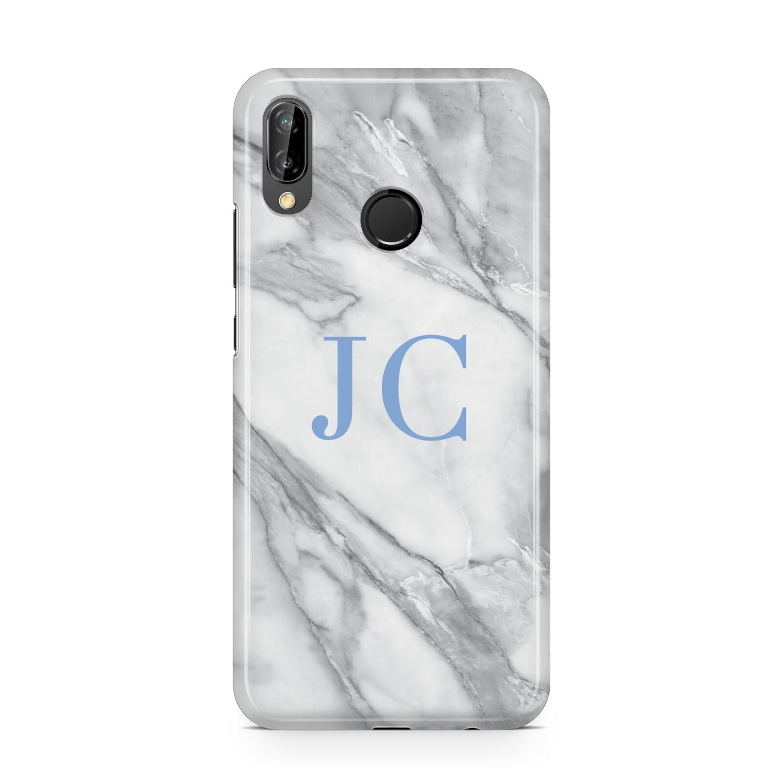 Grey Marble Blue Initials Huawei P20 Lite Phone Case