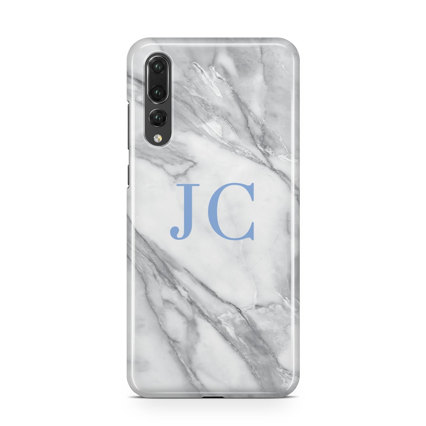 Grey Marble Blue Initials Huawei P20 Pro Phone Case