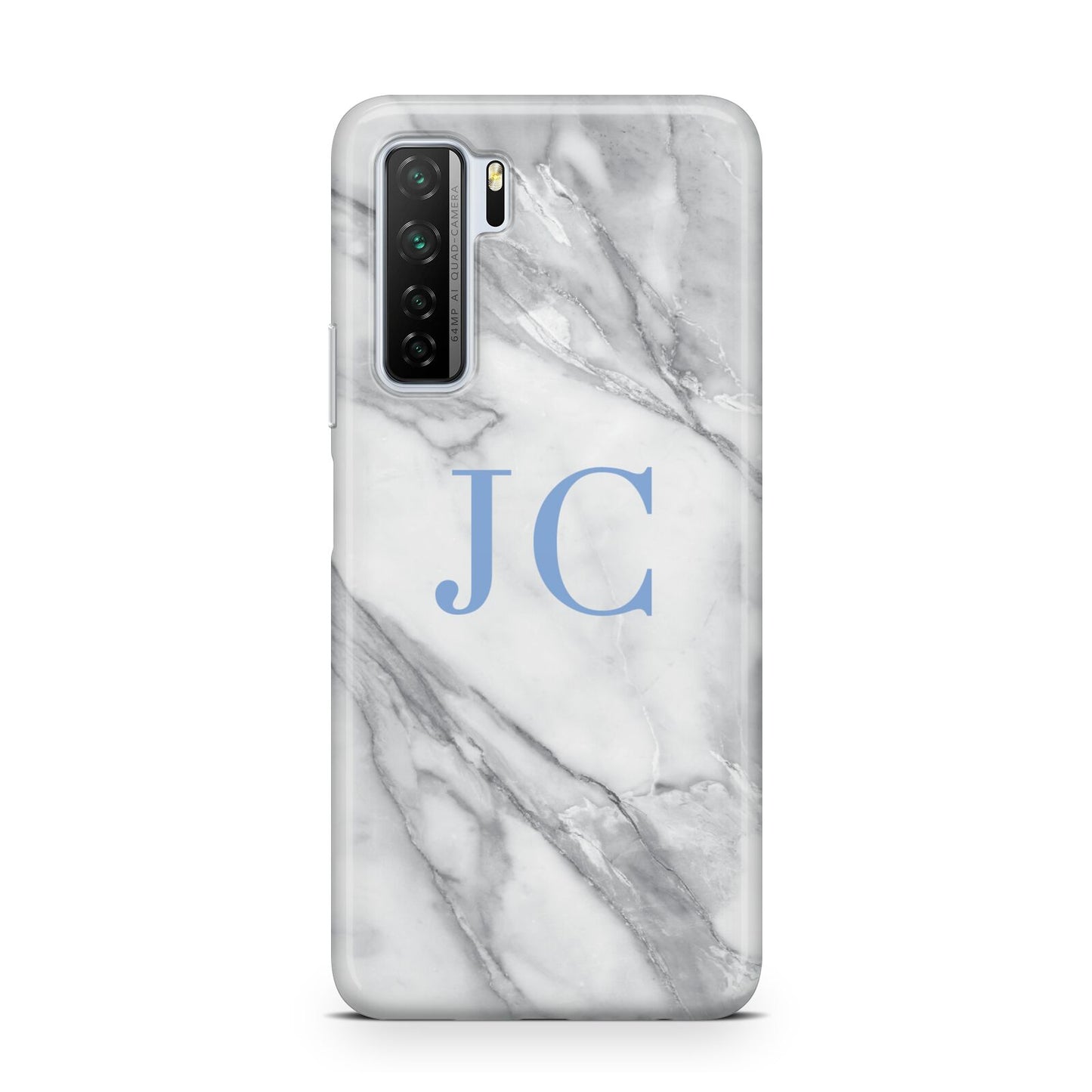 Grey Marble Blue Initials Huawei P40 Lite 5G Phone Case