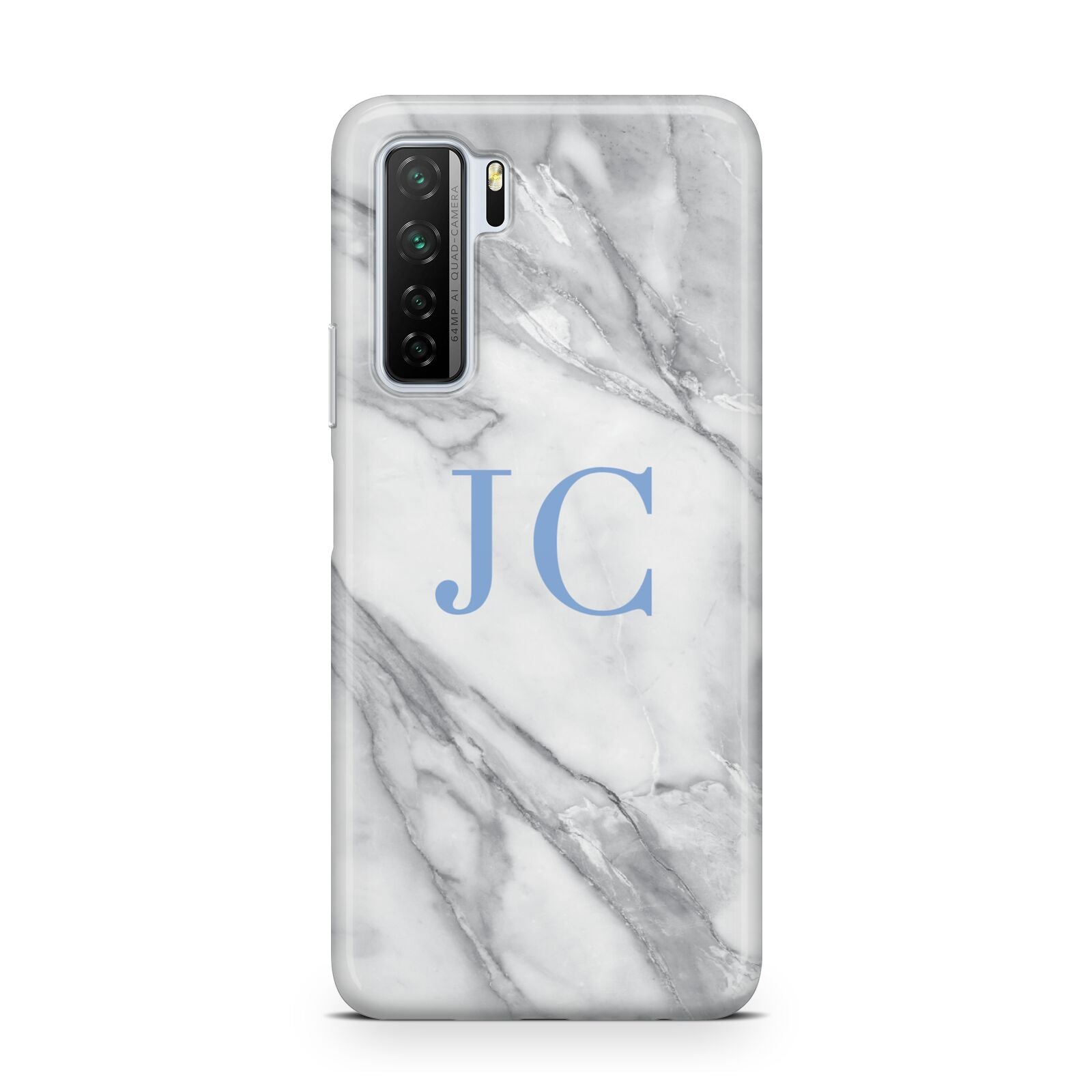 Grey Marble Blue Initials Huawei P40 Lite 5G Phone Case
