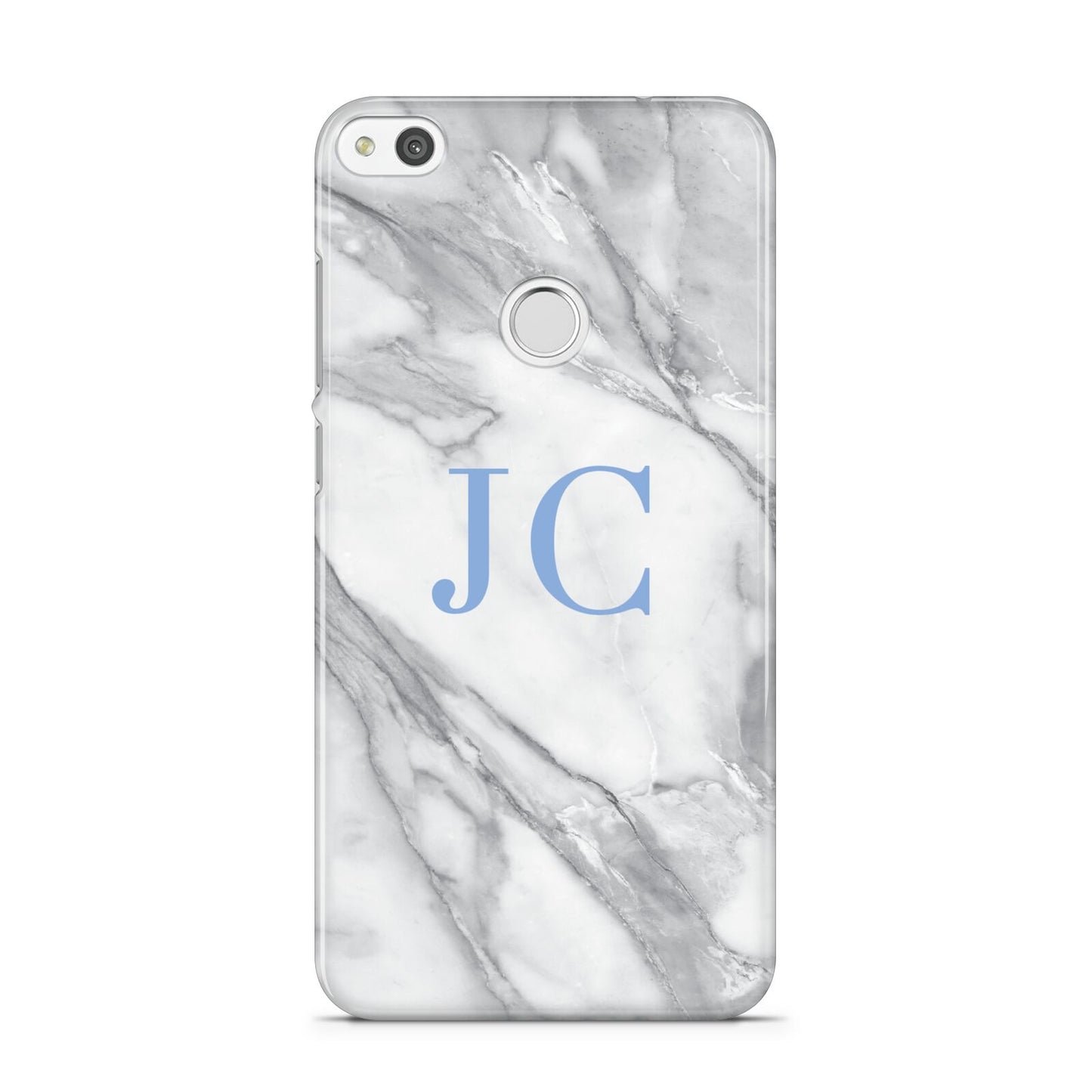 Grey Marble Blue Initials Huawei P8 Lite Case