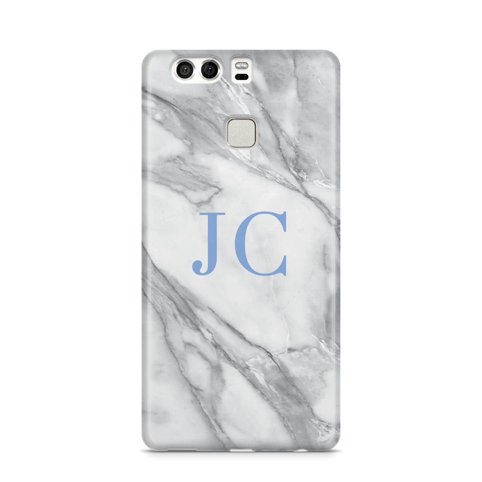 Grey Marble Blue Initials Huawei P9 Case