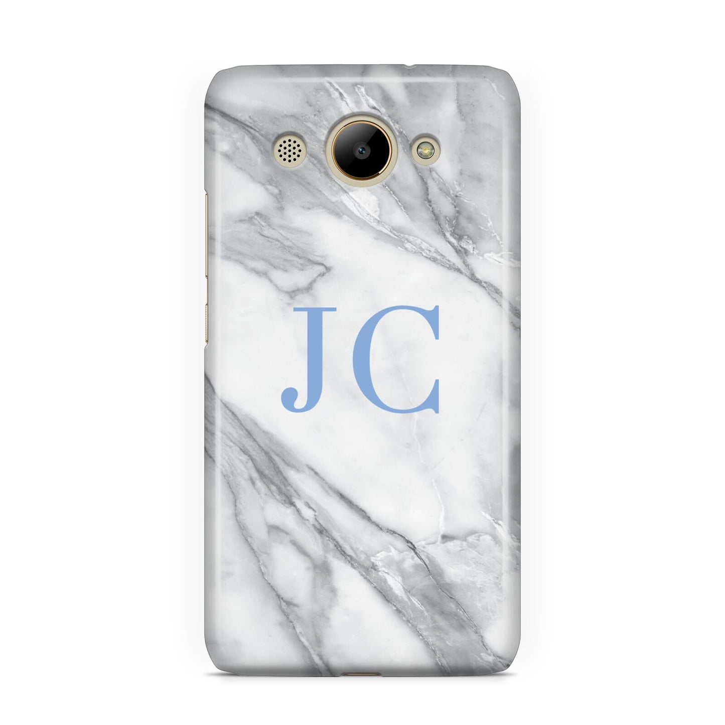 Grey Marble Blue Initials Huawei Y3 2017