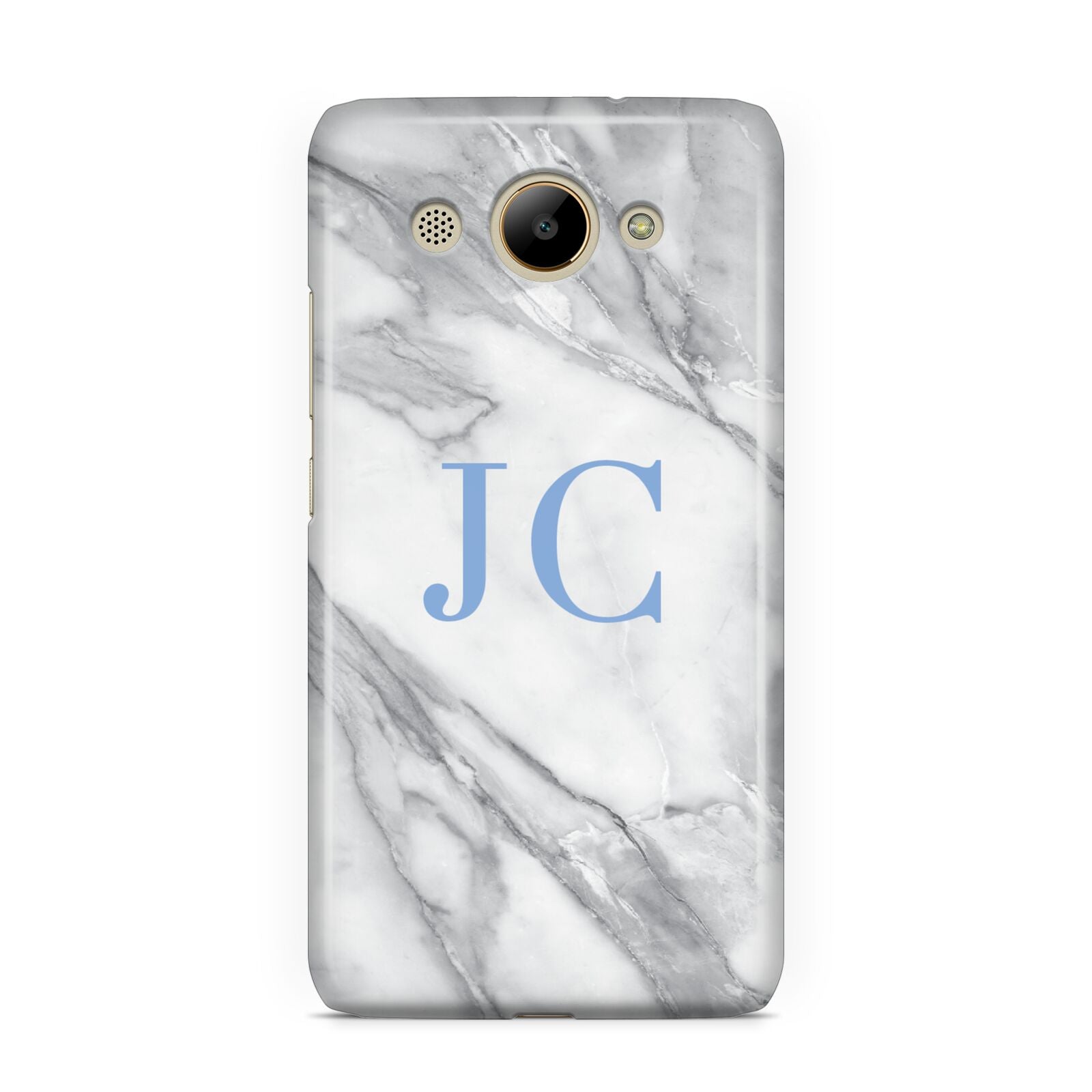 Grey Marble Blue Initials Huawei Y3 2017