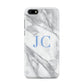 Grey Marble Blue Initials Huawei Y5 Prime 2018 Phone Case