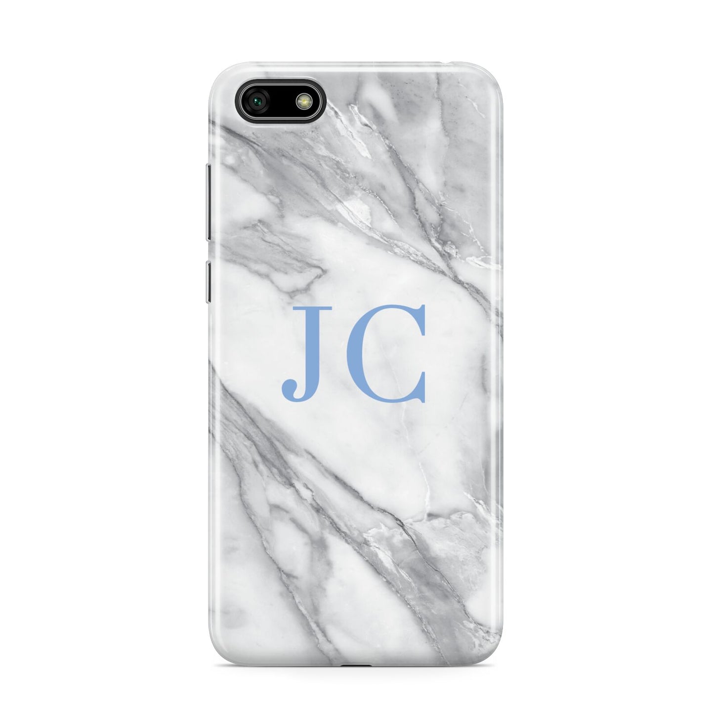 Grey Marble Blue Initials Huawei Y5 Prime 2018 Phone Case
