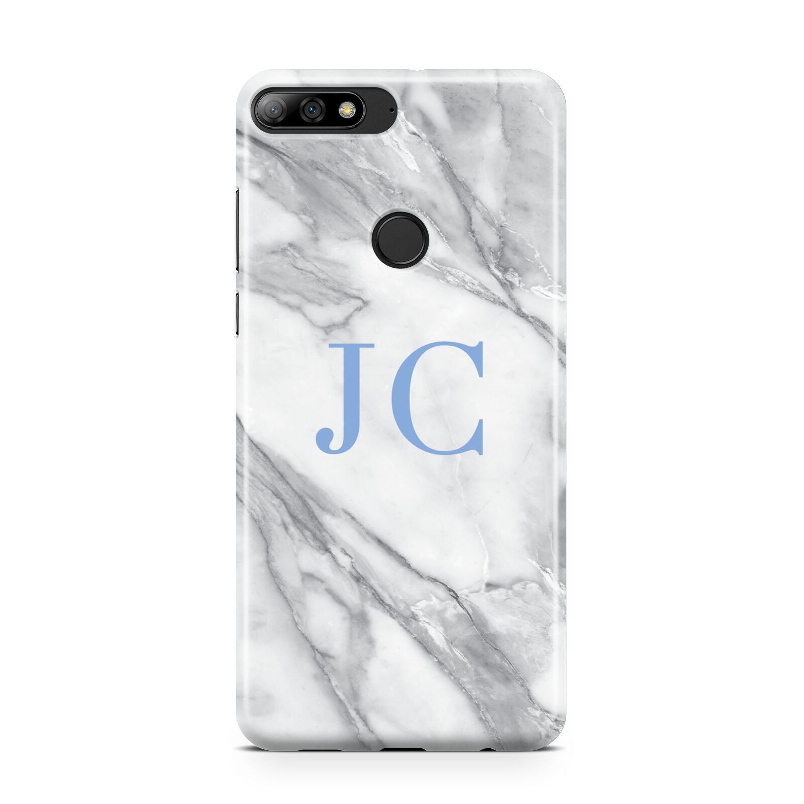 Grey Marble Blue Initials Huawei Y7 2018