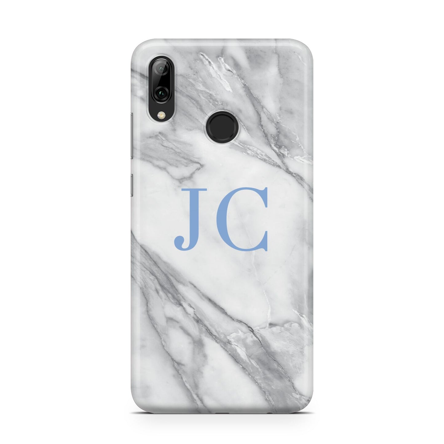 Grey Marble Blue Initials Huawei Y7 2019