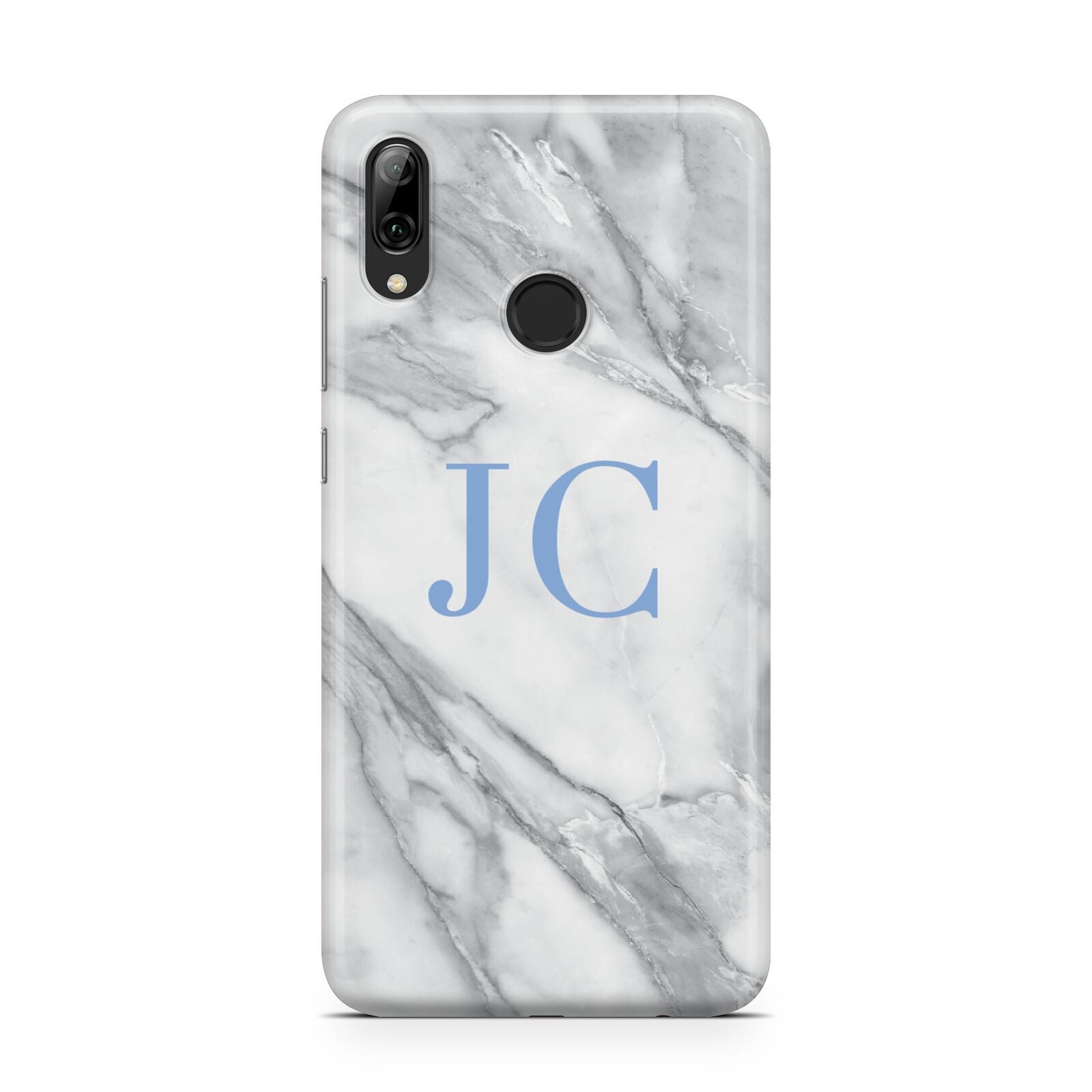 Grey Marble Blue Initials Huawei Y7 2019