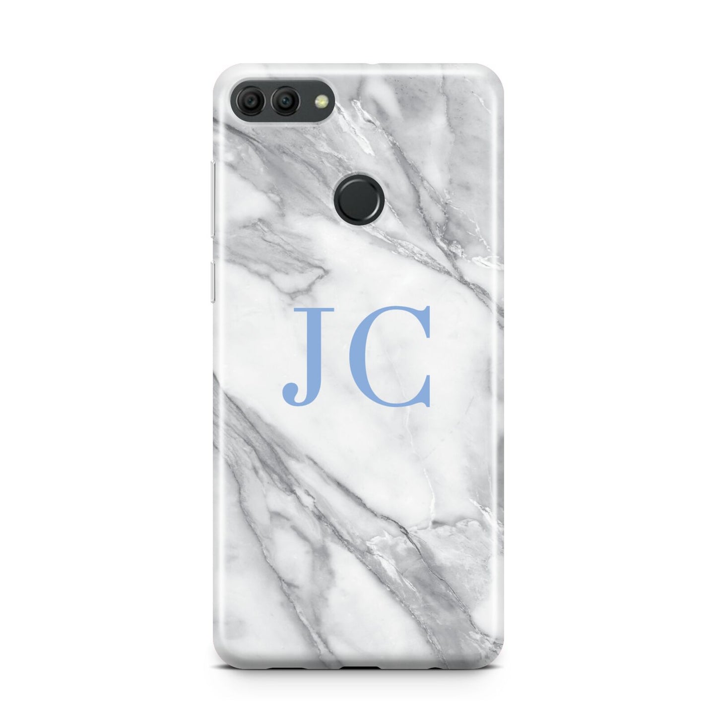 Grey Marble Blue Initials Huawei Y9 2018