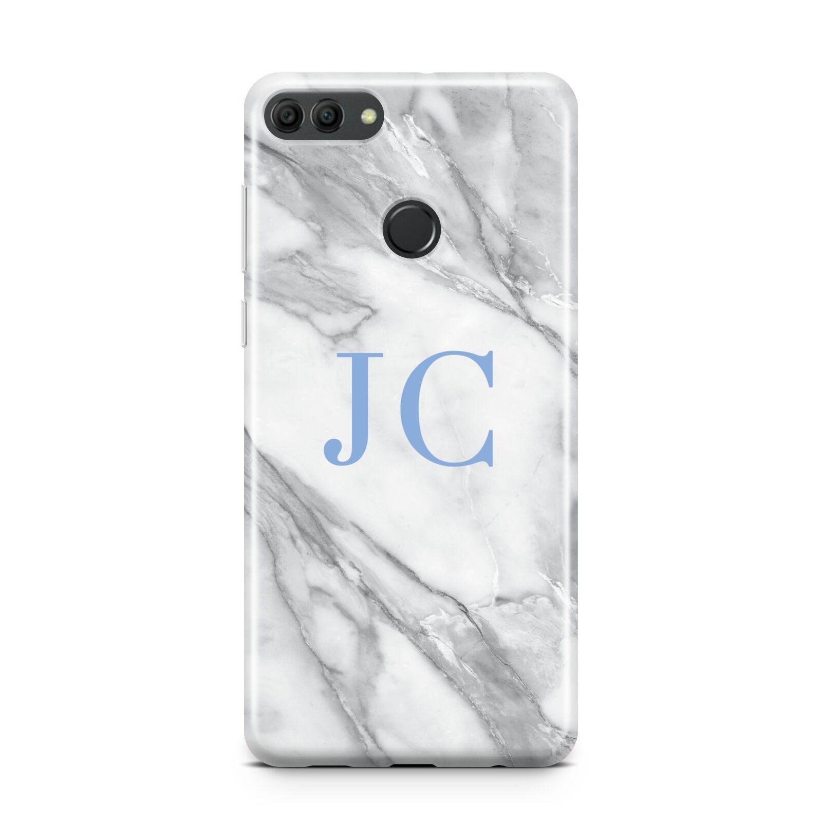 Grey Marble Blue Initials Huawei Y9 2018