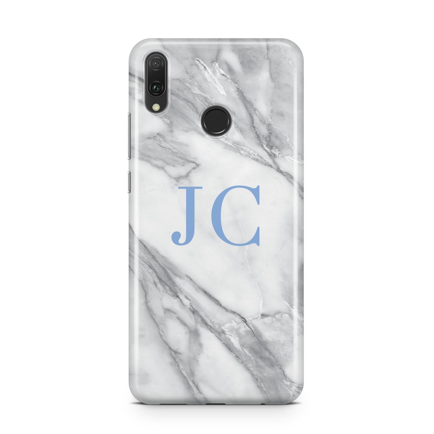 Grey Marble Blue Initials Huawei Y9 2019