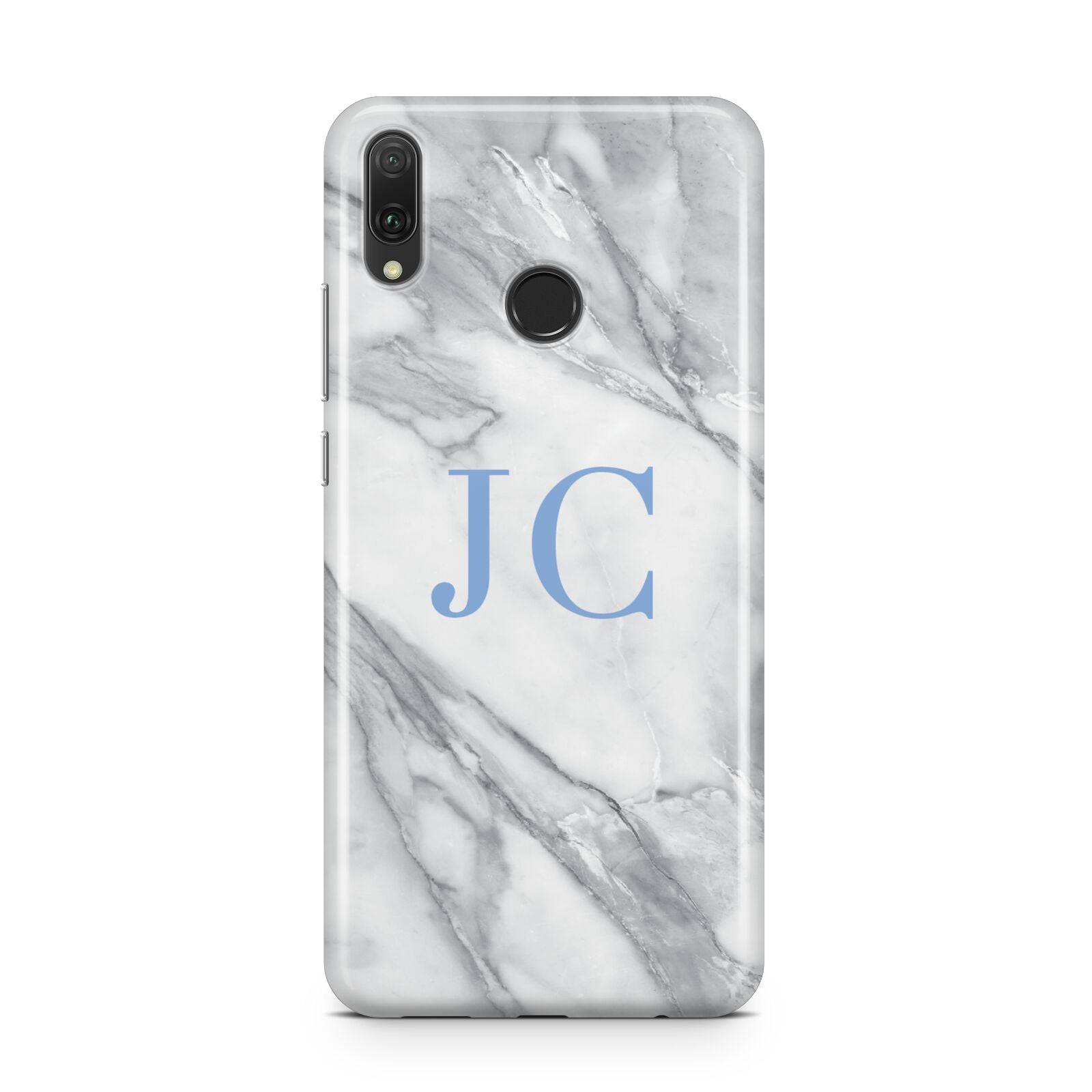 Grey Marble Blue Initials Huawei Y9 2019