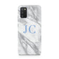 Grey Marble Blue Initials Samsung A02s Case