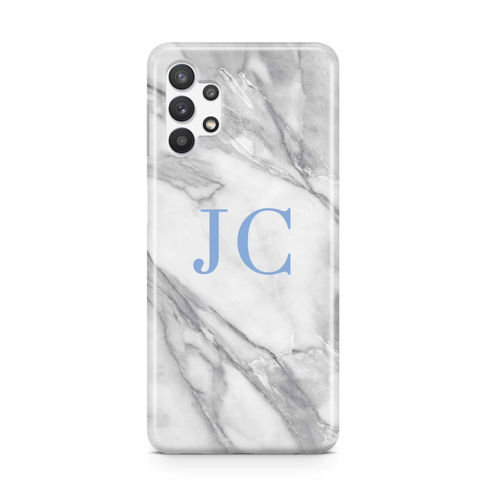 Grey Marble Blue Initials Samsung A32 5G Case