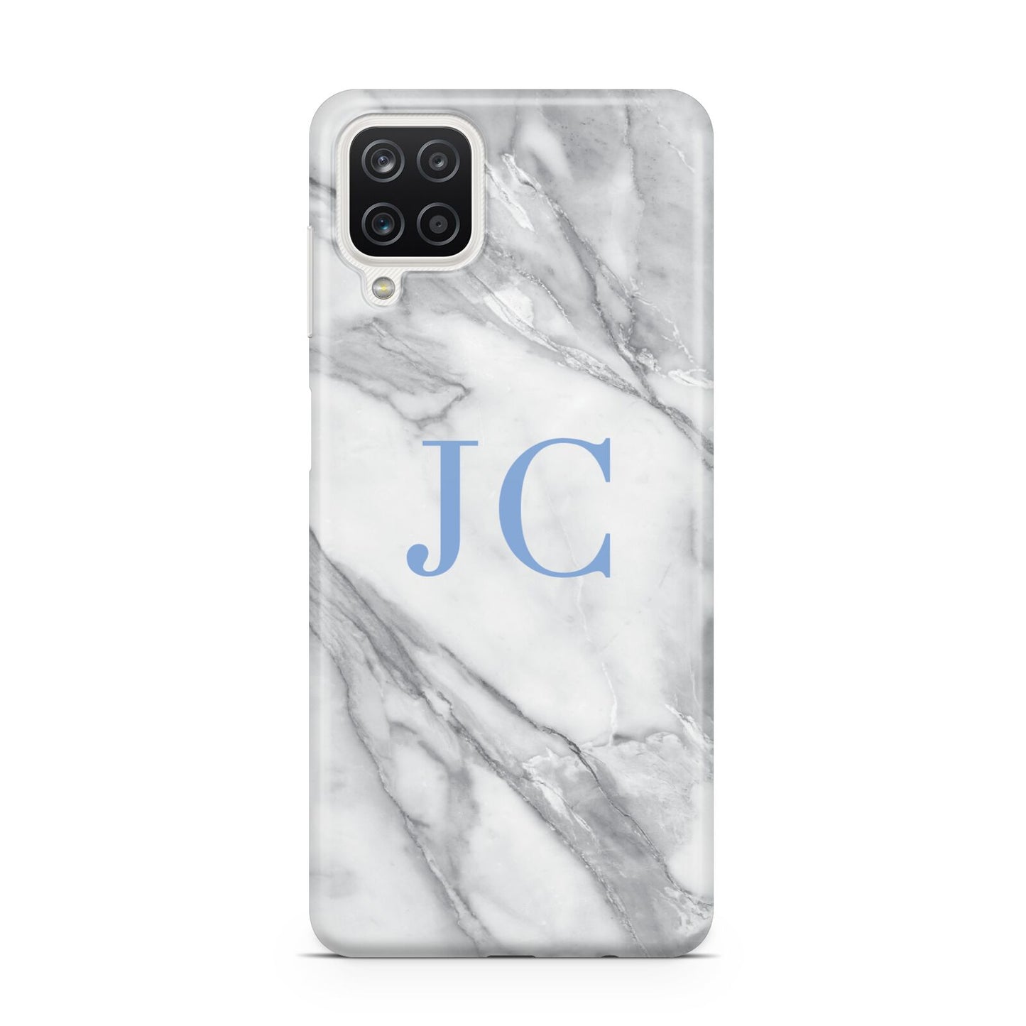 Grey Marble Blue Initials Samsung M12 Case