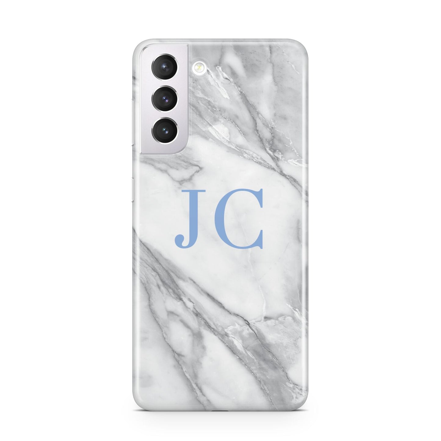 Grey Marble Blue Initials Samsung S21 Case